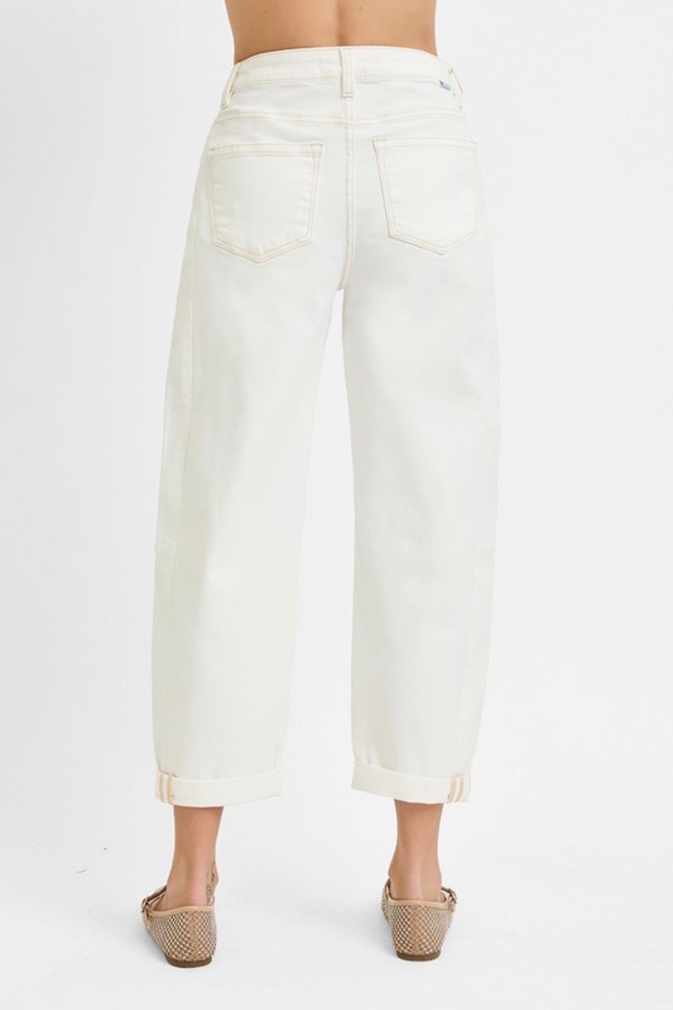 RISEN IVORY BARREL JEANS