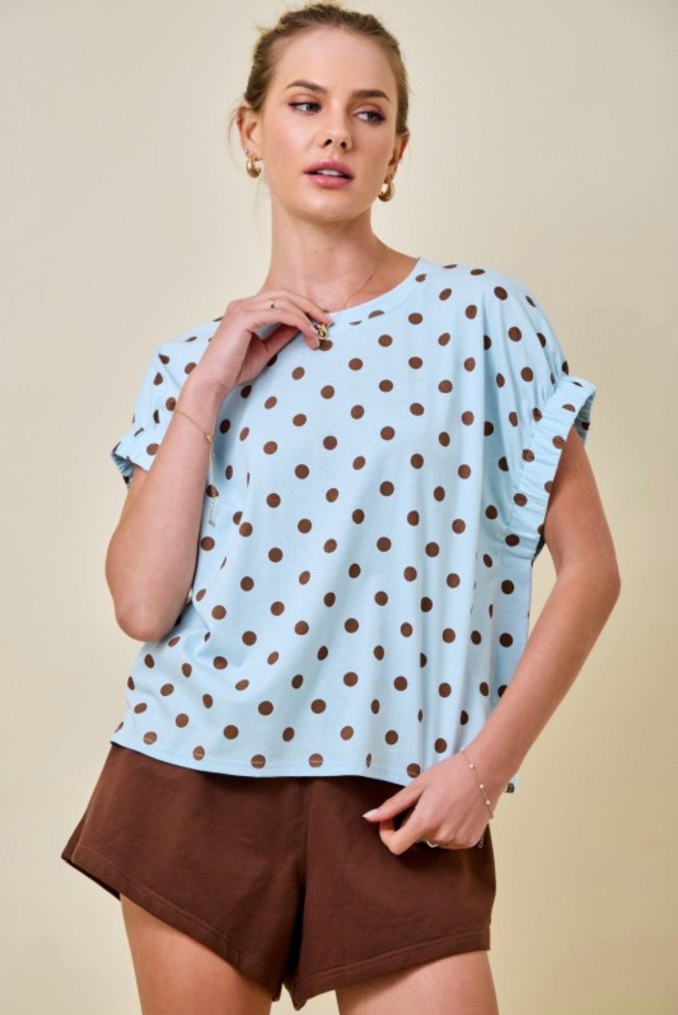 MOCHA POLKA DOT T-SHIRT