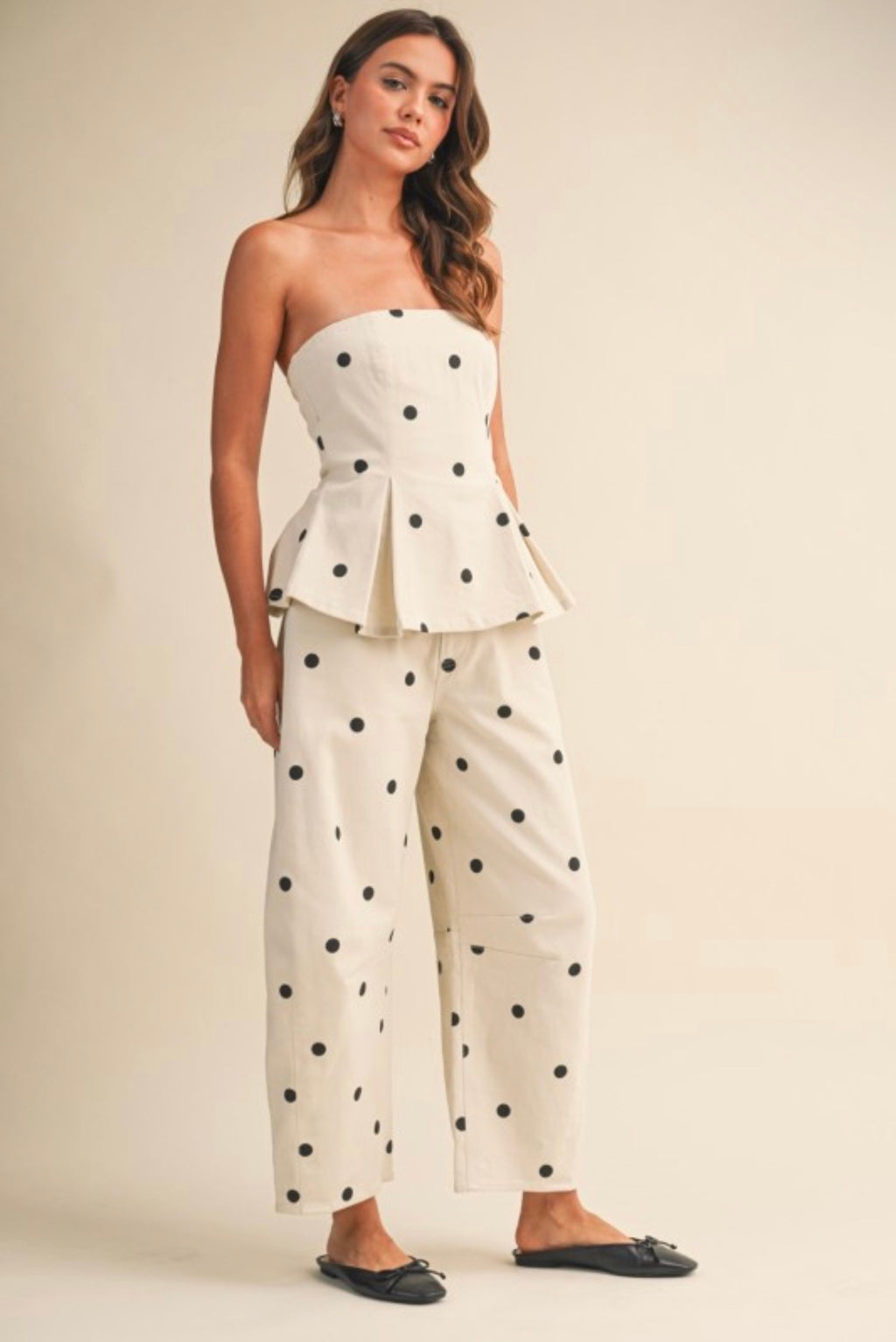 POLKA DOT PEPLUM TWO PIECES SET