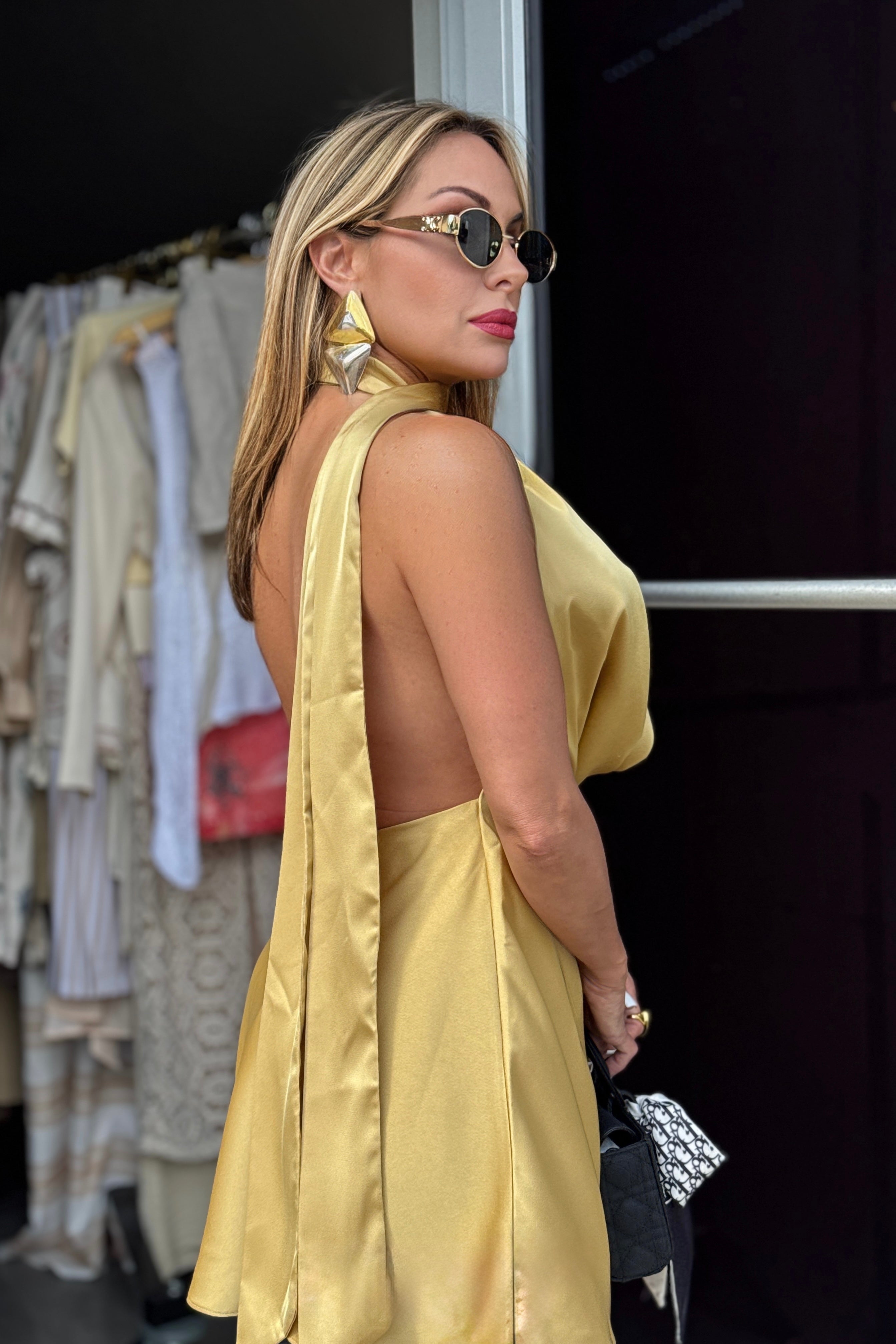 Drape Satin Cowl Dress