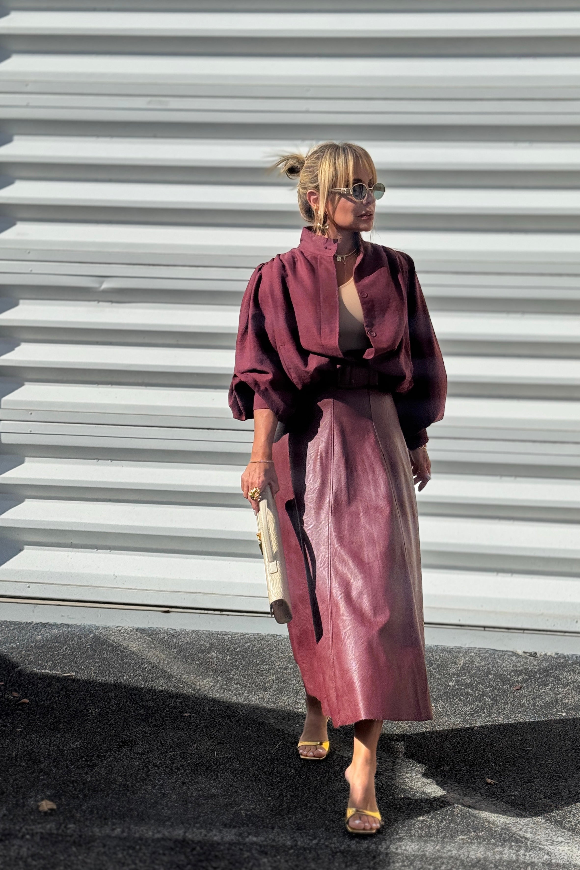 High Collar Balloon-hem Jacket