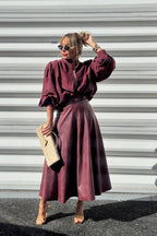 High Collar Balloon-hem Jacket