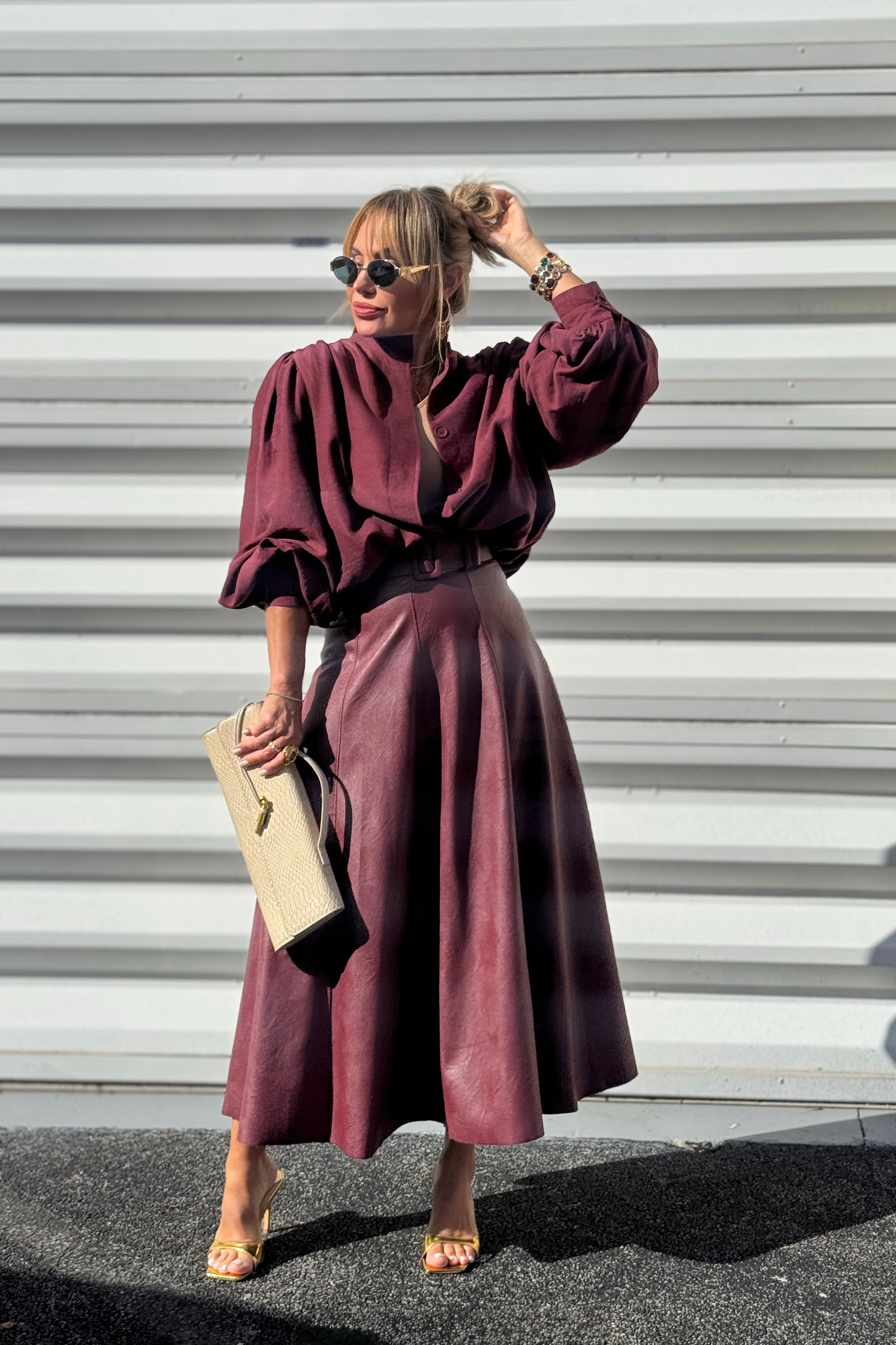 High Collar Balloon-hem Jacket