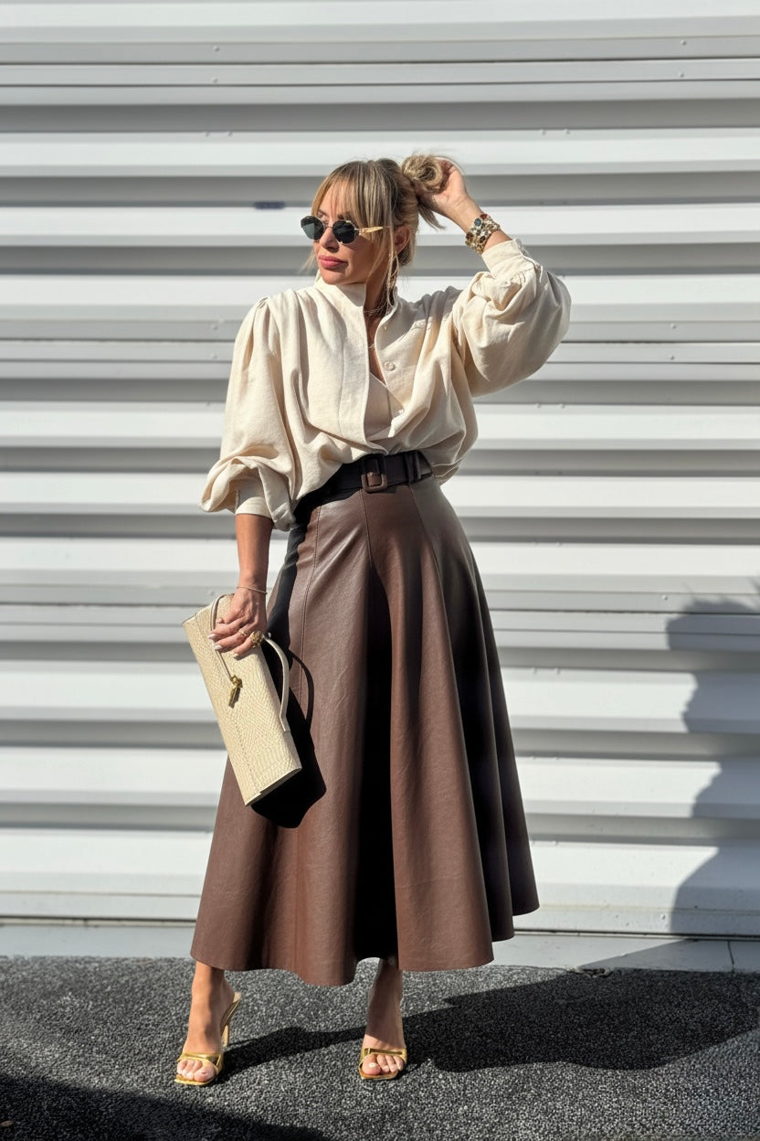 LUCIA LEATHER MAXI SKIRT