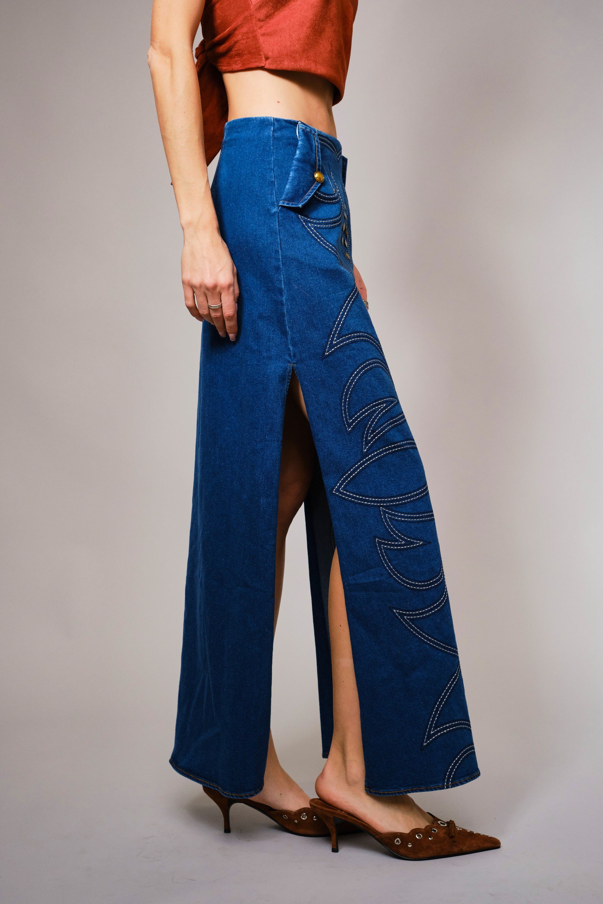 DETAILS DENIM MAXI SKIRT