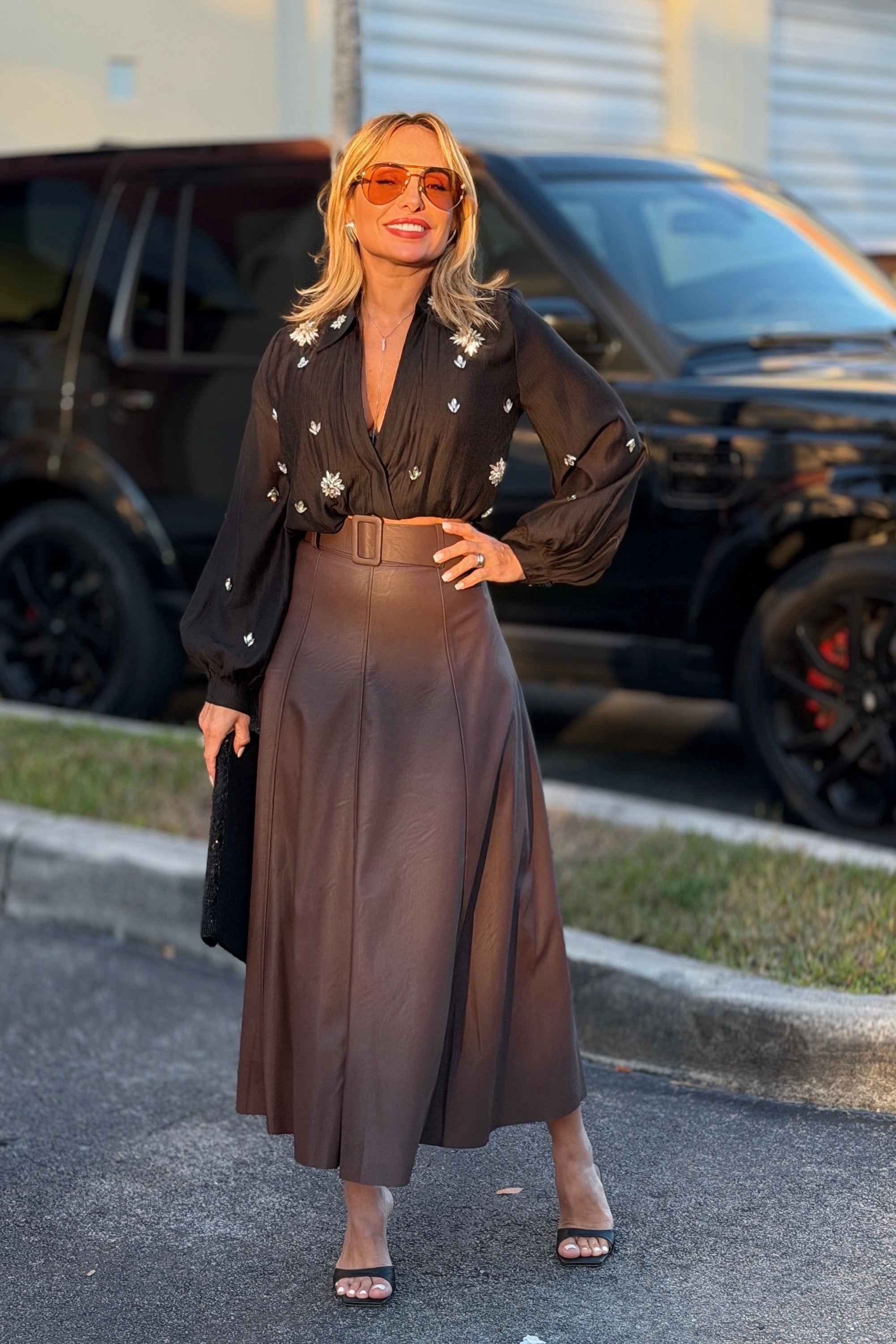 LUCIA LEATHER MAXI SKIRT