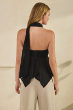 Strapless Scarf Chiffon Top