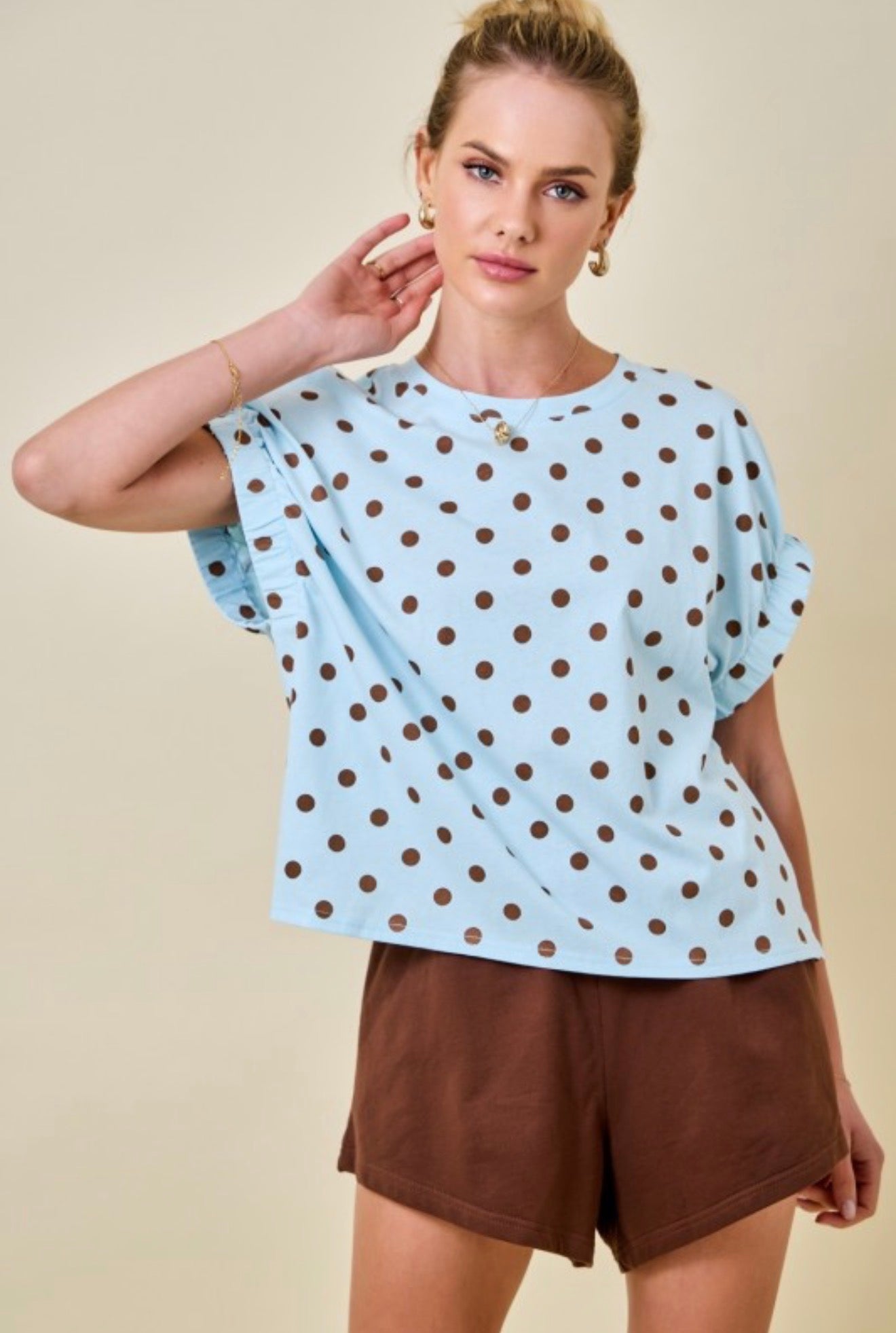 MOCHA POLKA DOT T-SHIRT