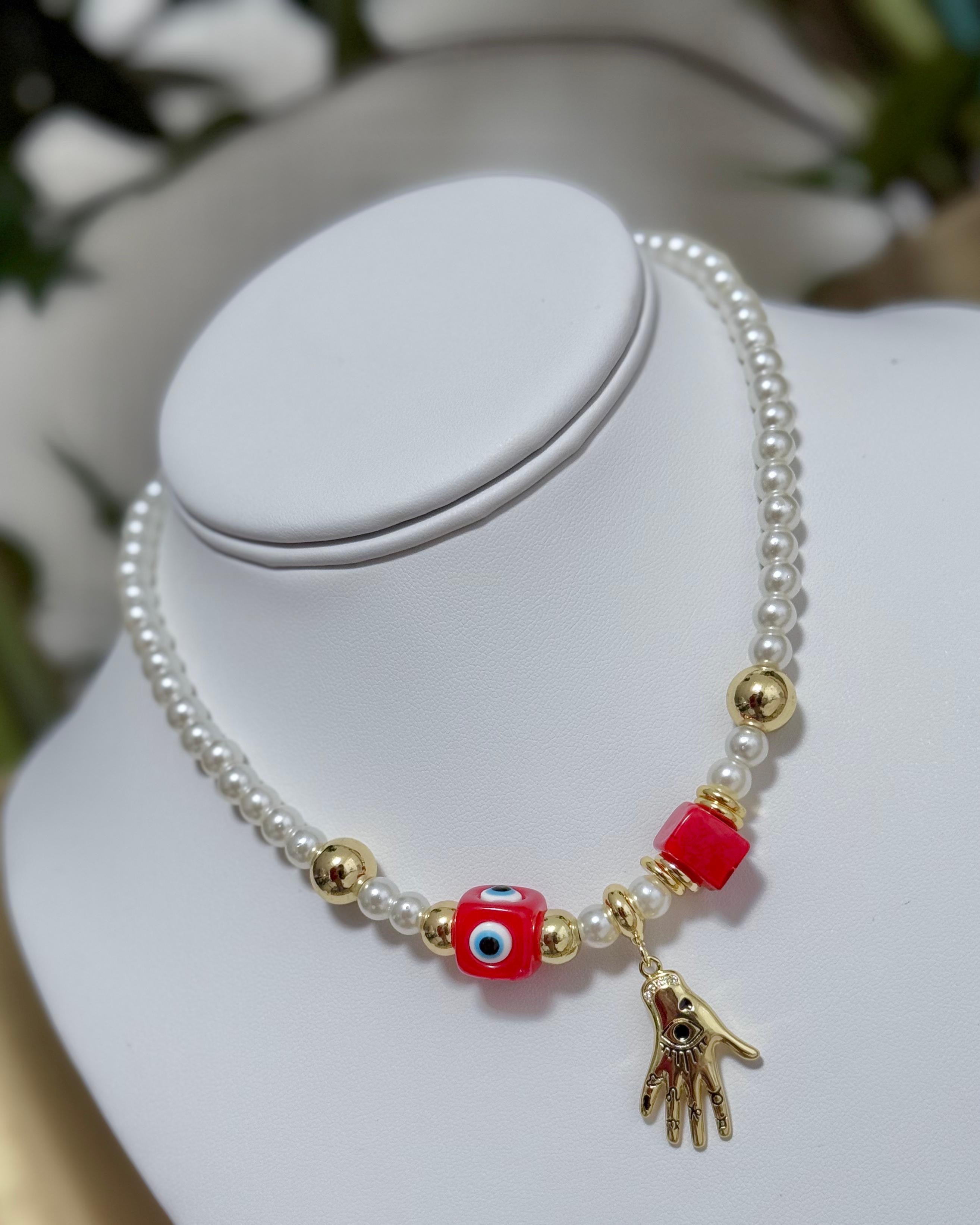PEARLS HAND AND EYE NECKLACE