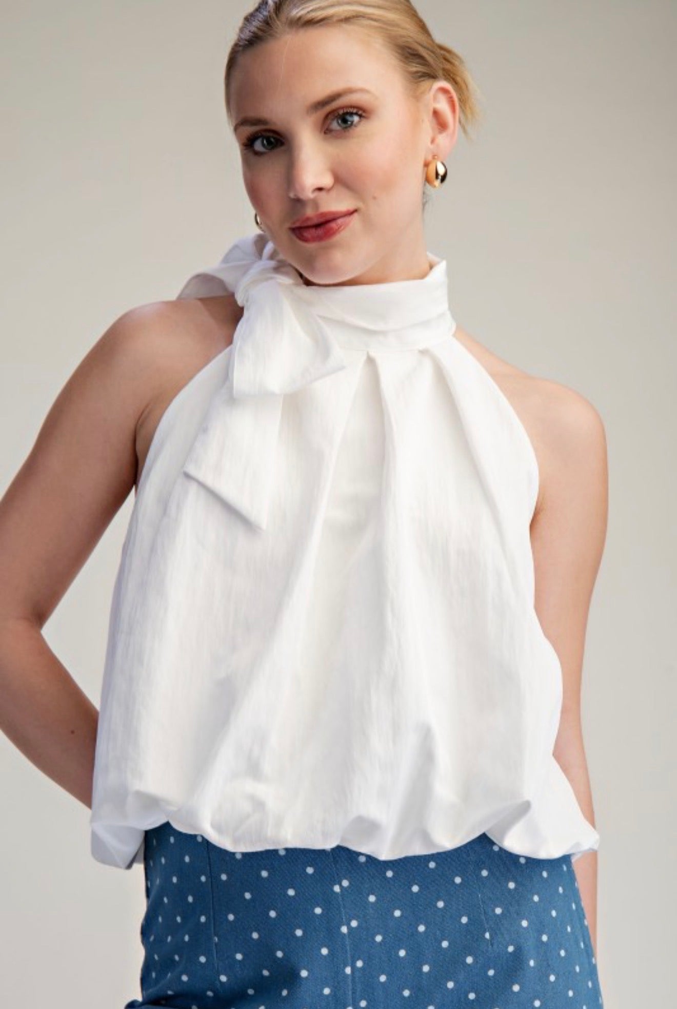 BOW HALTER BUBBLE TOP