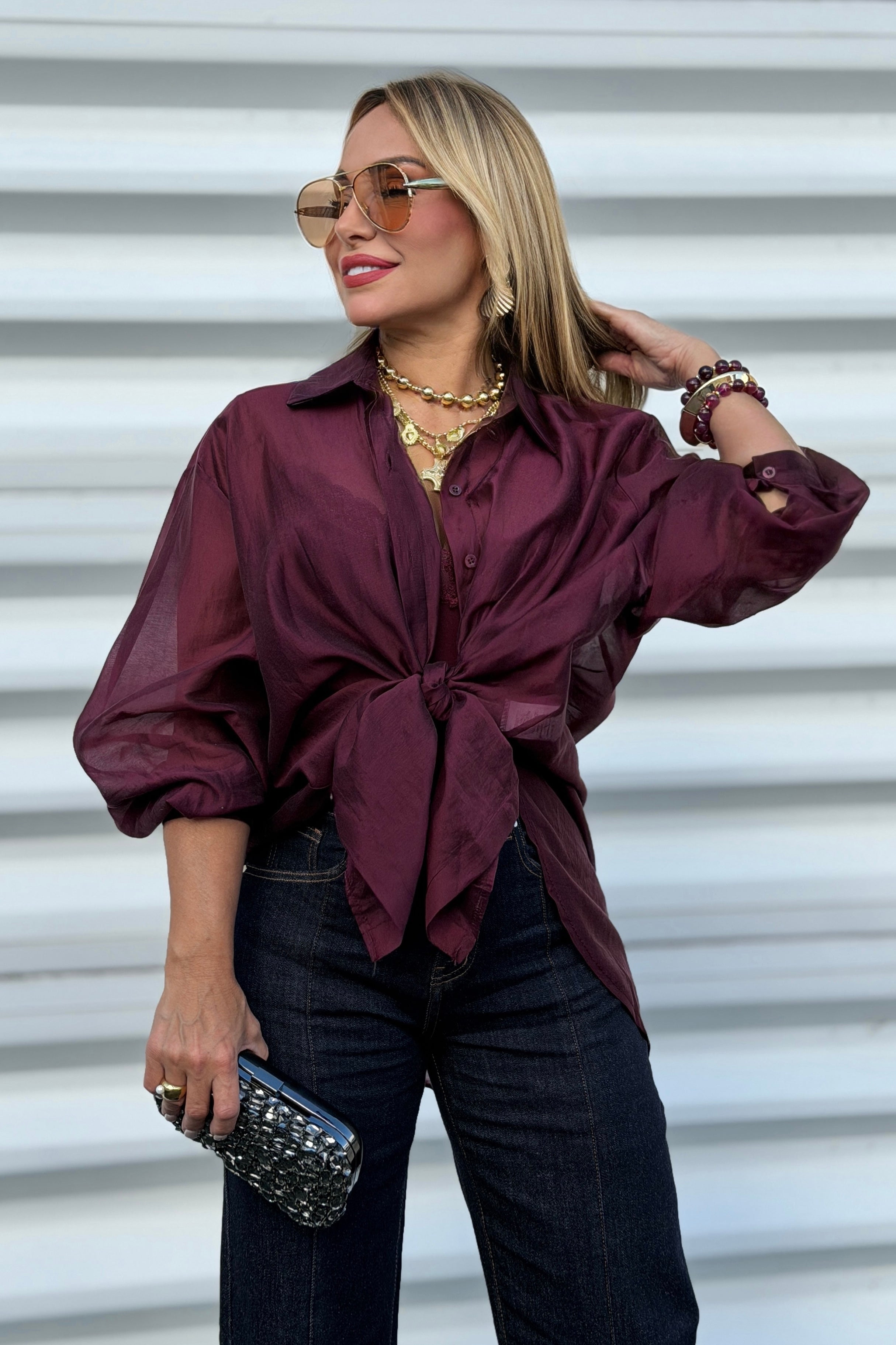 KIMBERLY TRANSPARENT OVERSIZED BLOUSE SHIRT