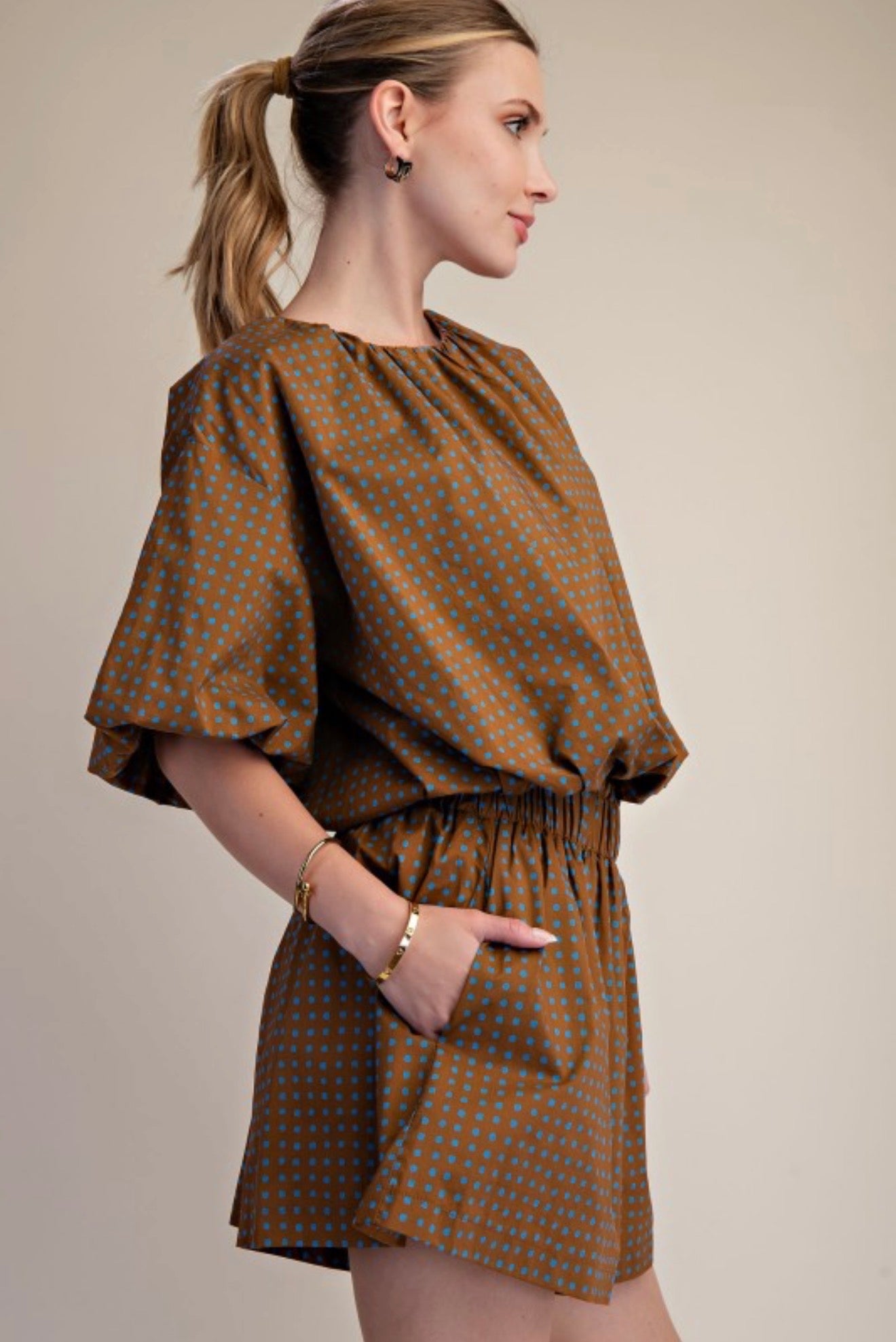 DOT BLOUSON TWO PIECES SET