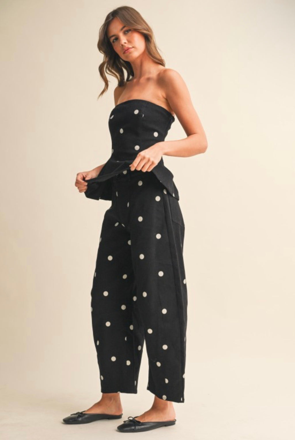 POLKA DOT PEPLUM TWO PIECES SET