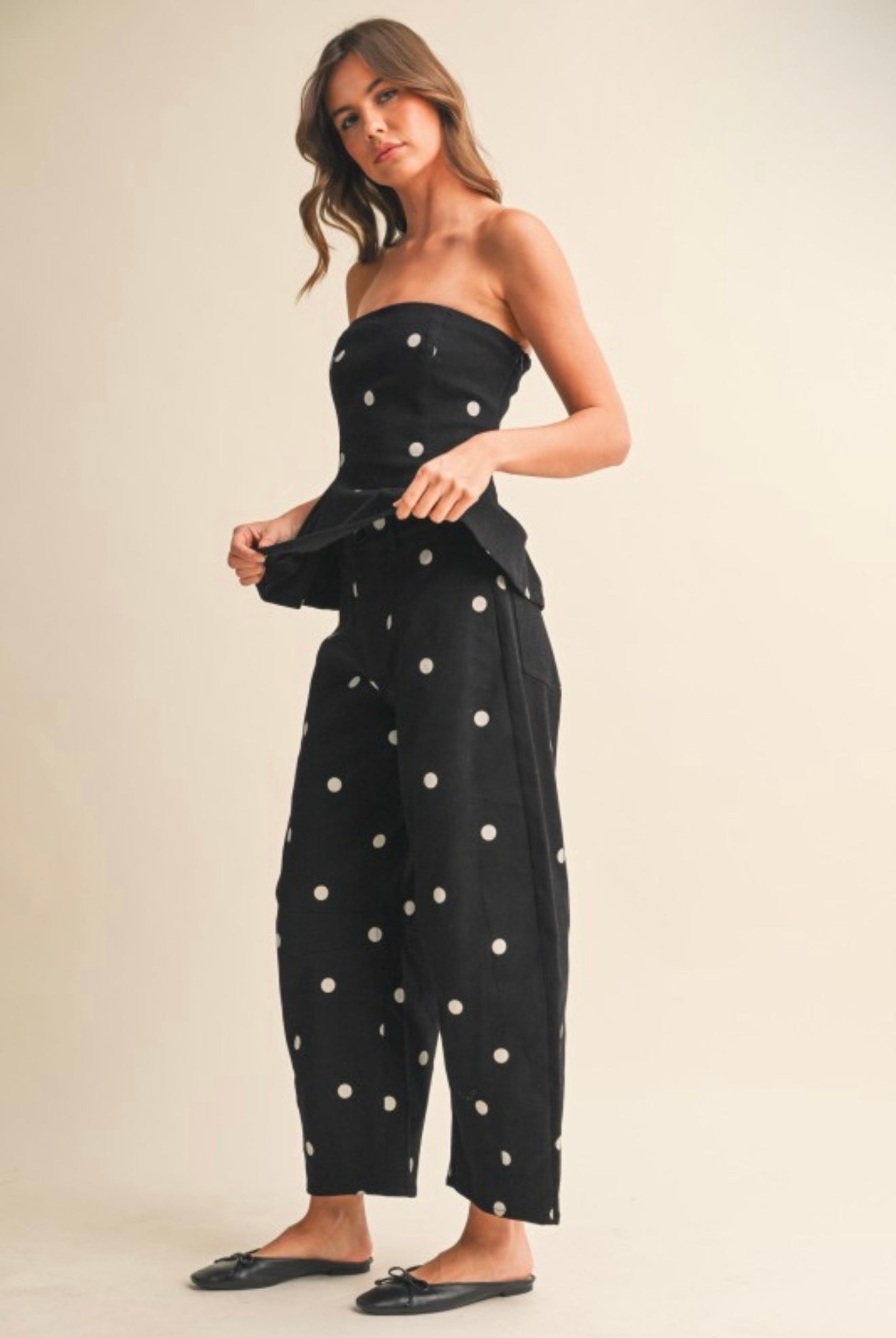 POLKA DOT PEPLUM TWO PIECES SET
