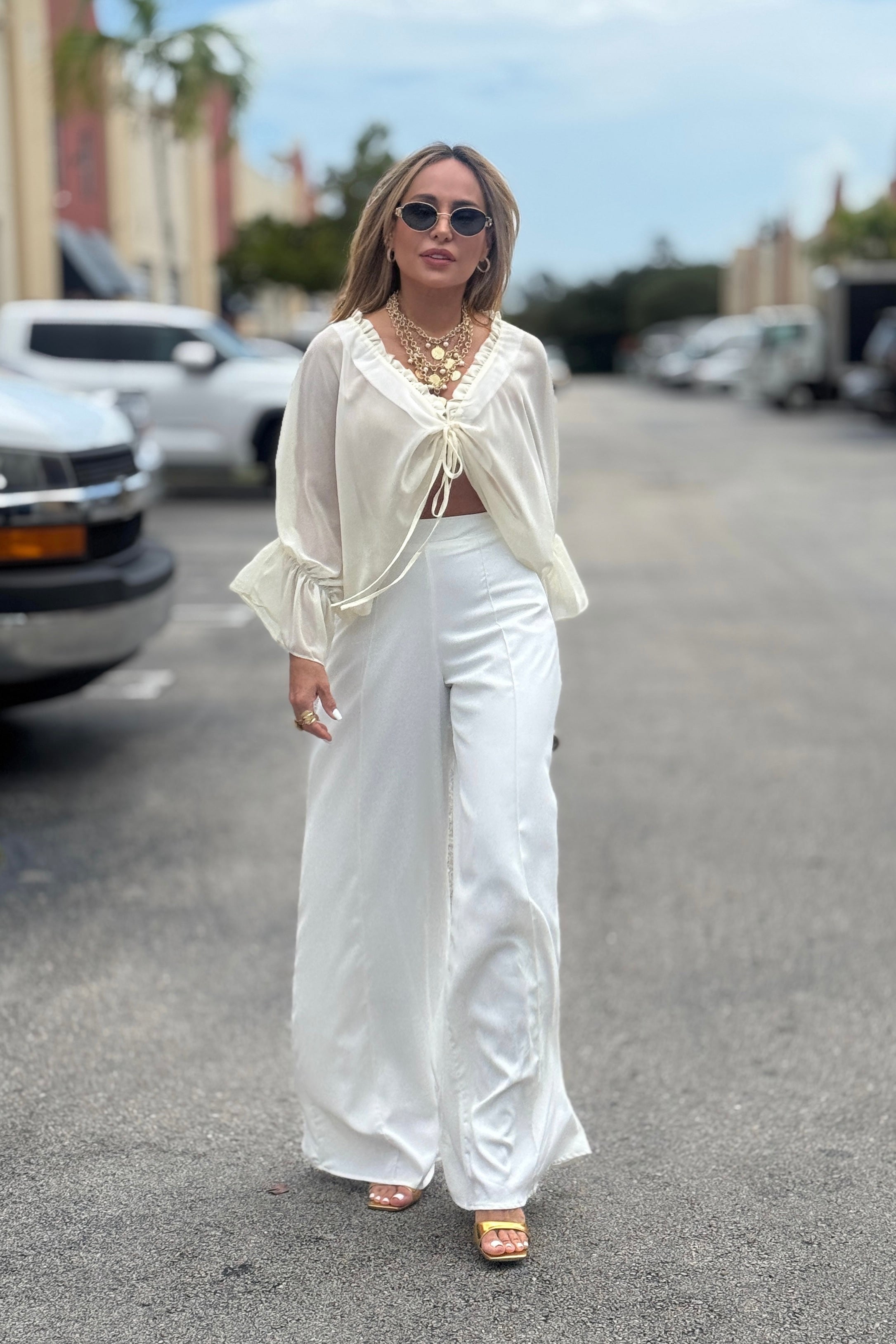 Claudia Chiffon Ruched Top Blouse