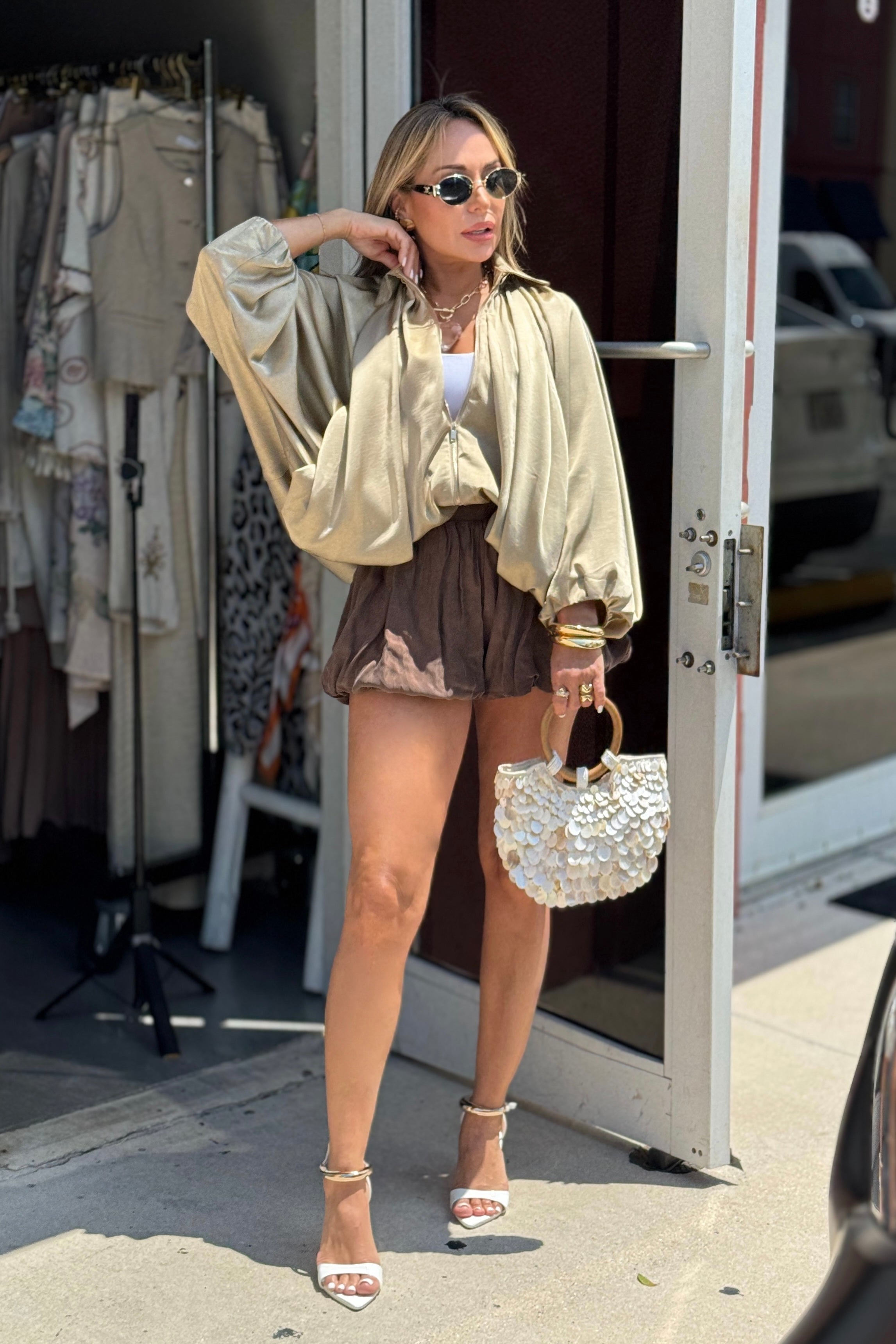Gloria Puffed Bomber Blouse Jacket