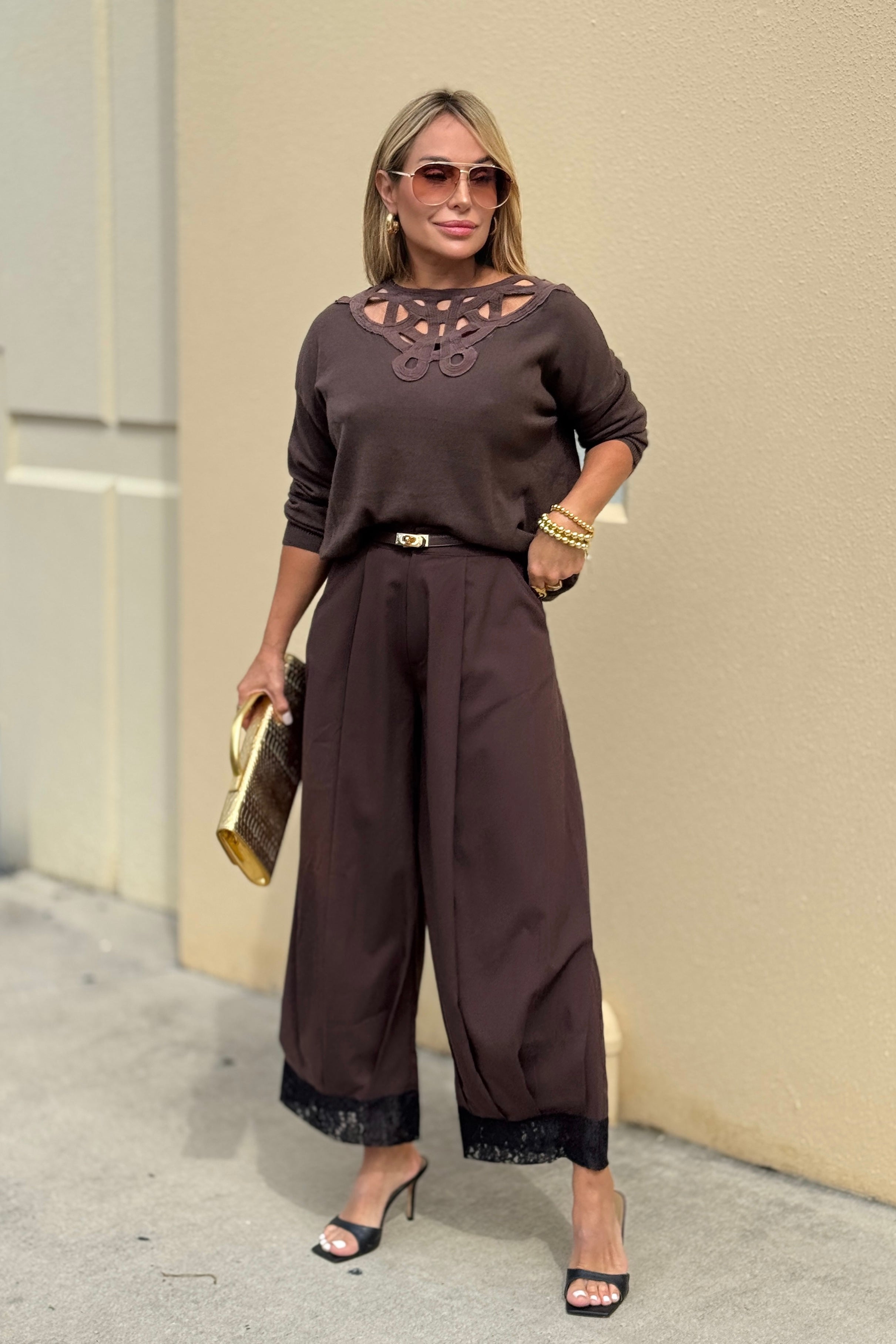 LACE HEM PANTS