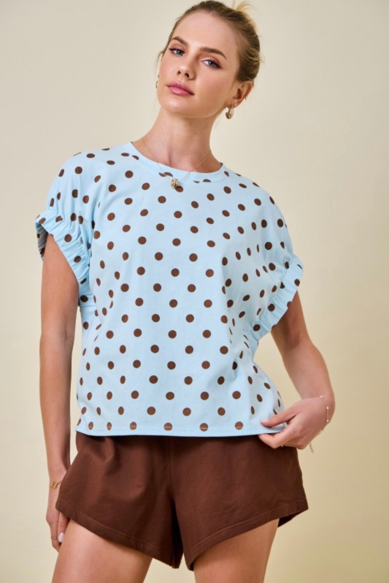 MOCHA POLKA DOT T-SHIRT