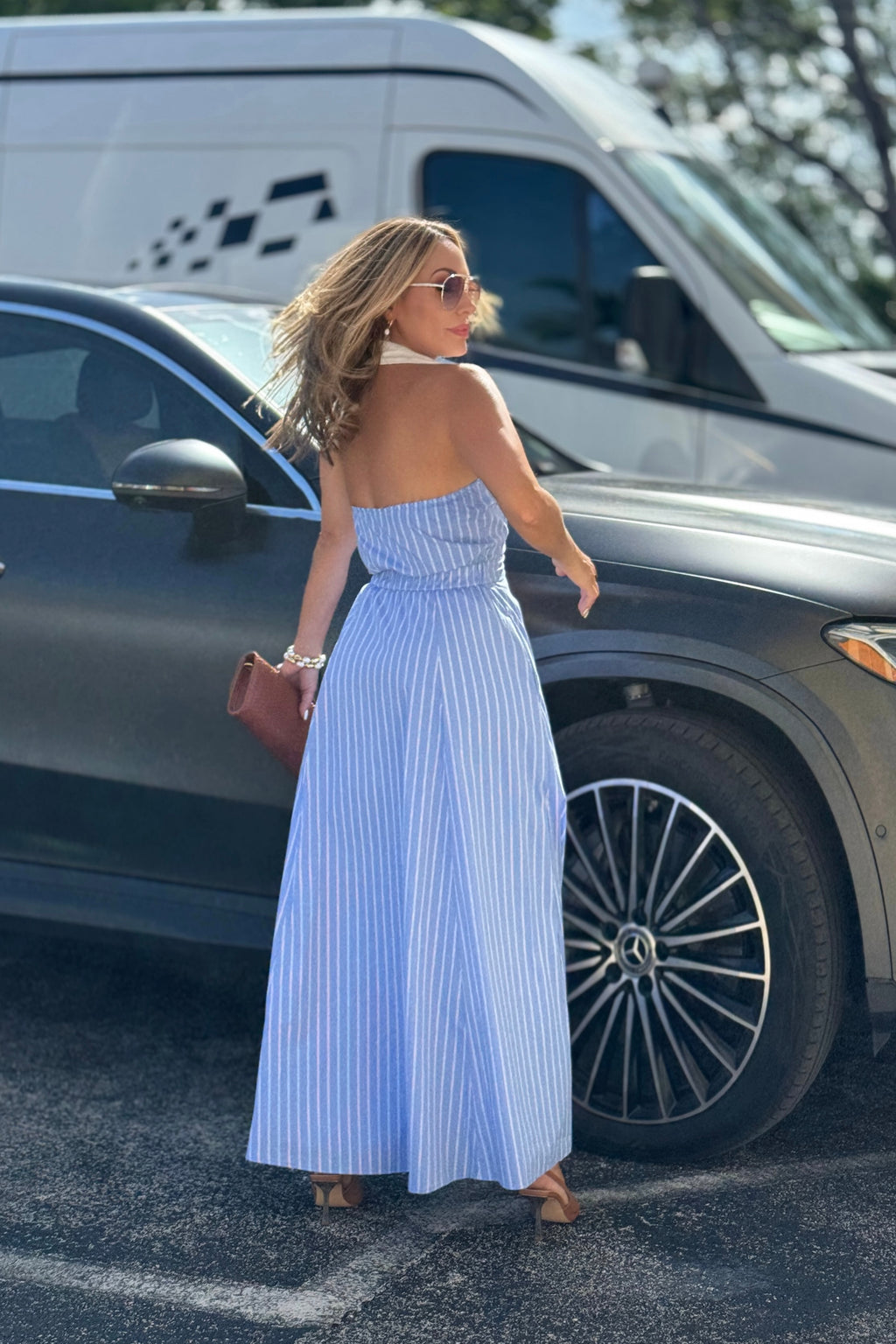 Anastacia Blue Striped Dress