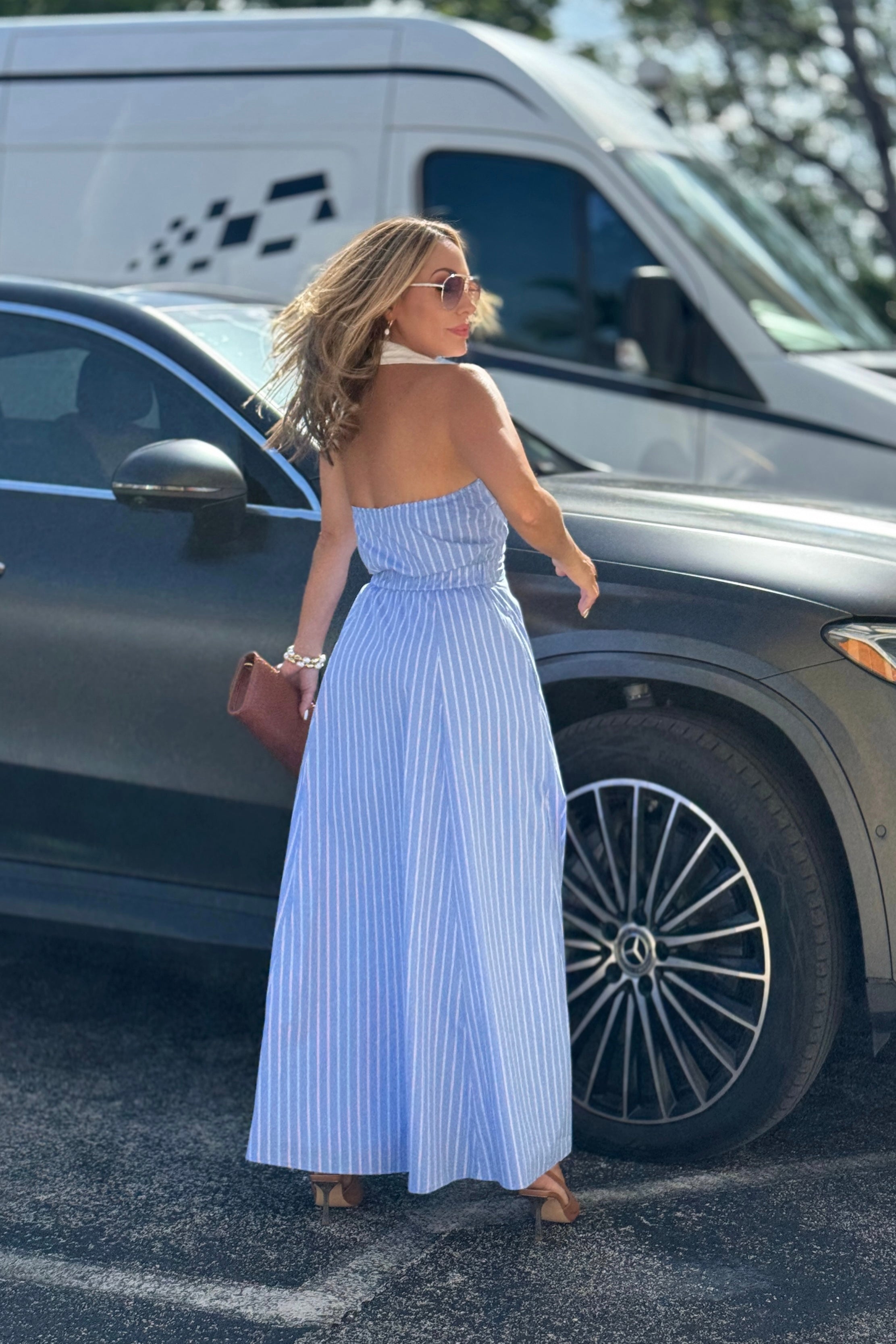 Anastacia Blue Striped Dress