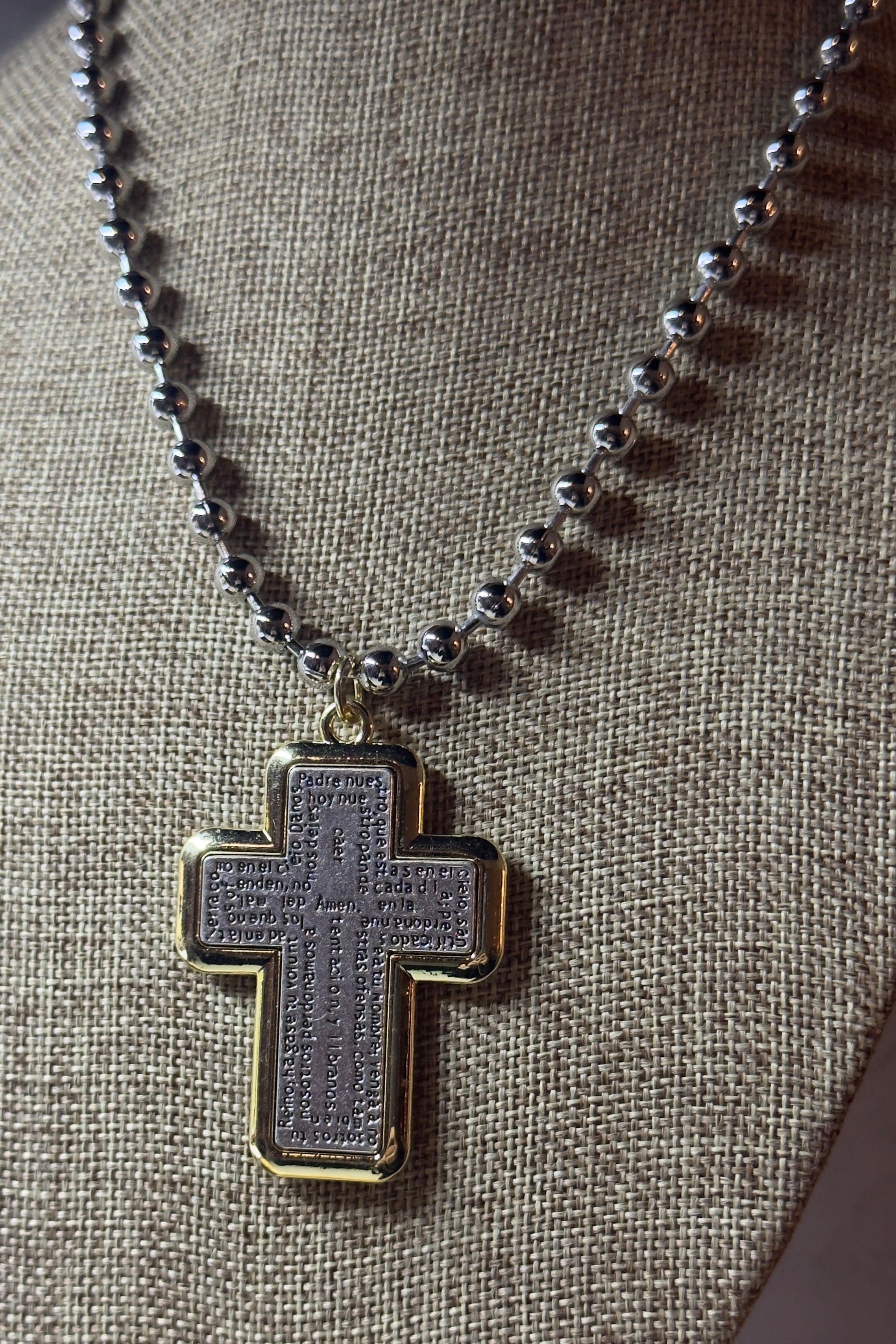 PADRE NUESTRO CRUZ NECKLACE