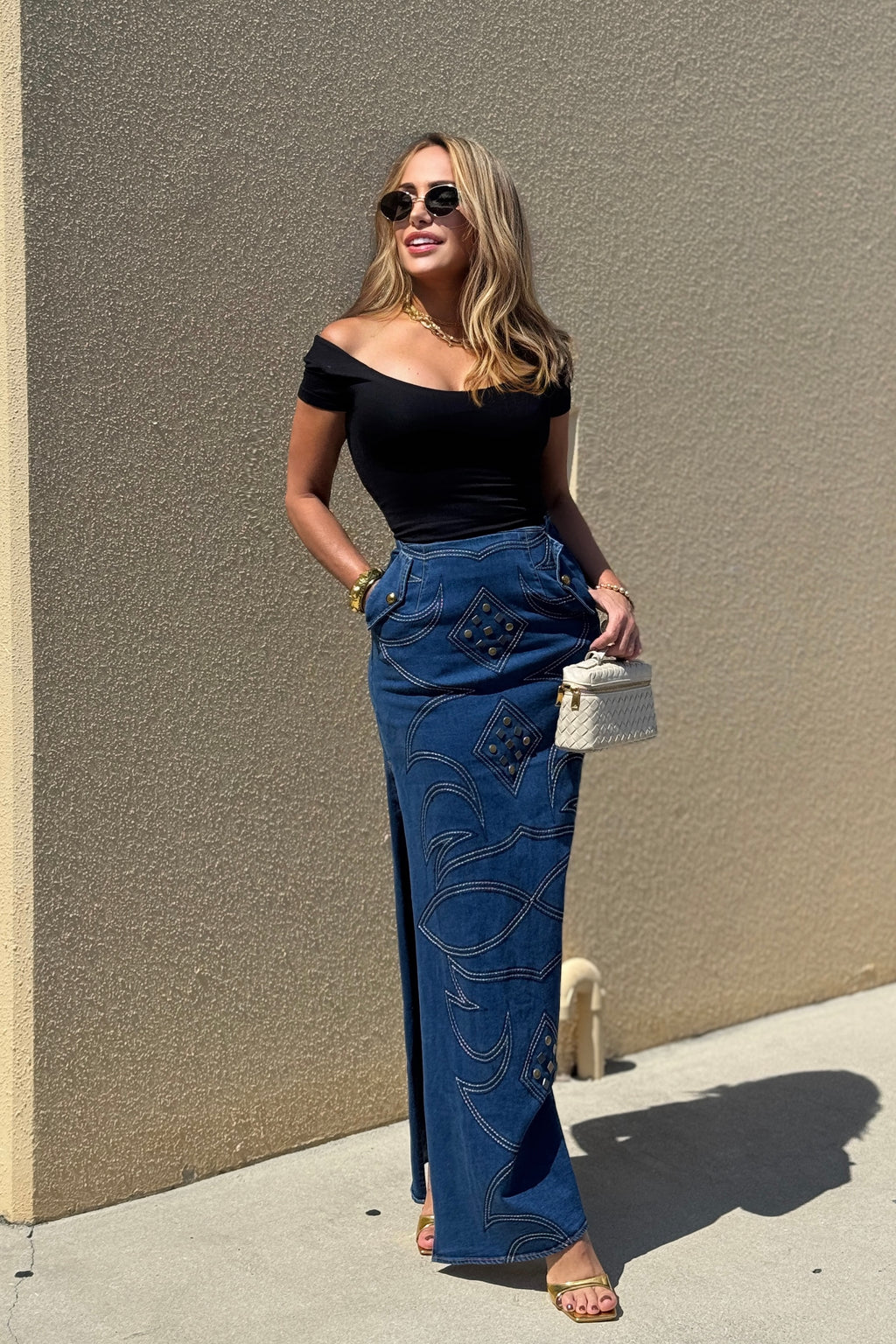 DETAILS DENIM MAXI SKIRT