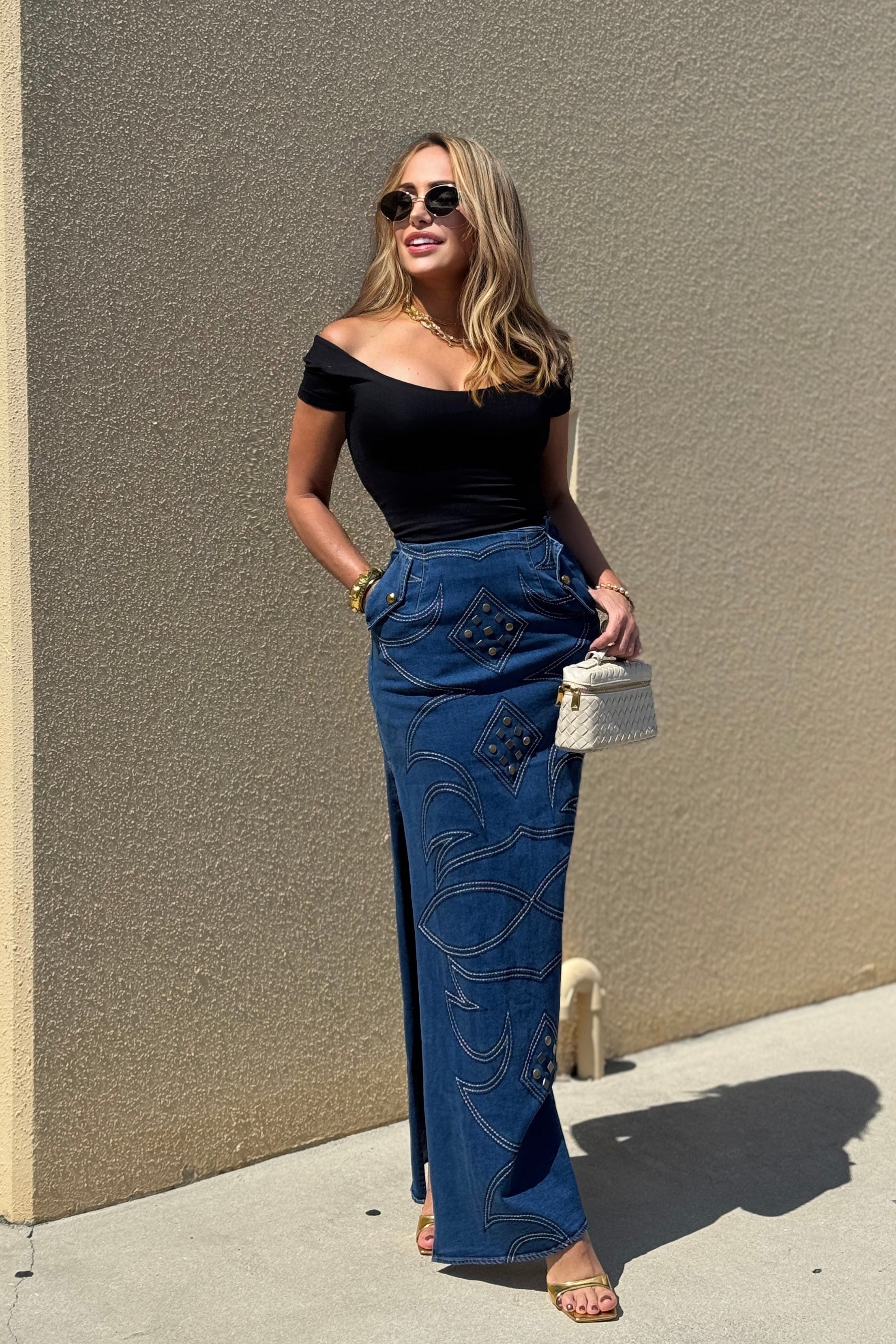 DETAILS DENIM MAXI SKIRT