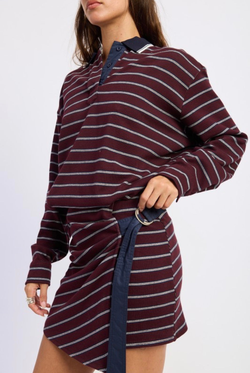 STRIPED RUGBY MINI DRESS