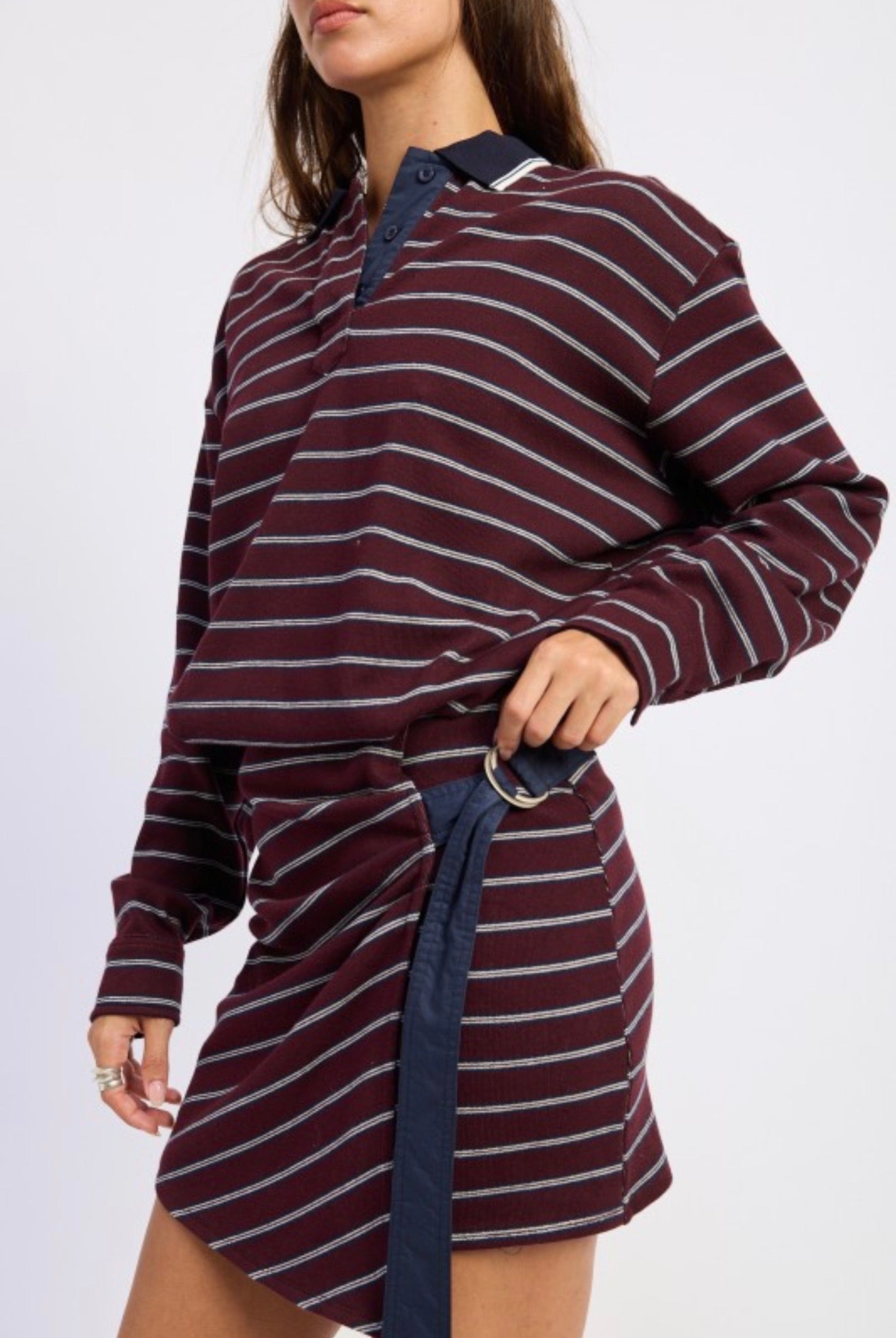 STRIPED RUGBY MINI DRESS