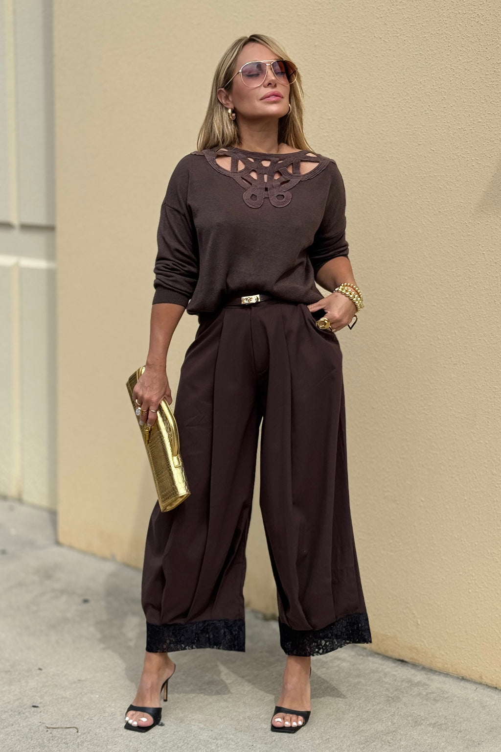 LACE HEM PANTS