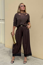 LACE HEM PANTS