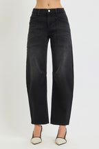 RISEN BLACK DENIM BARREL JEANS