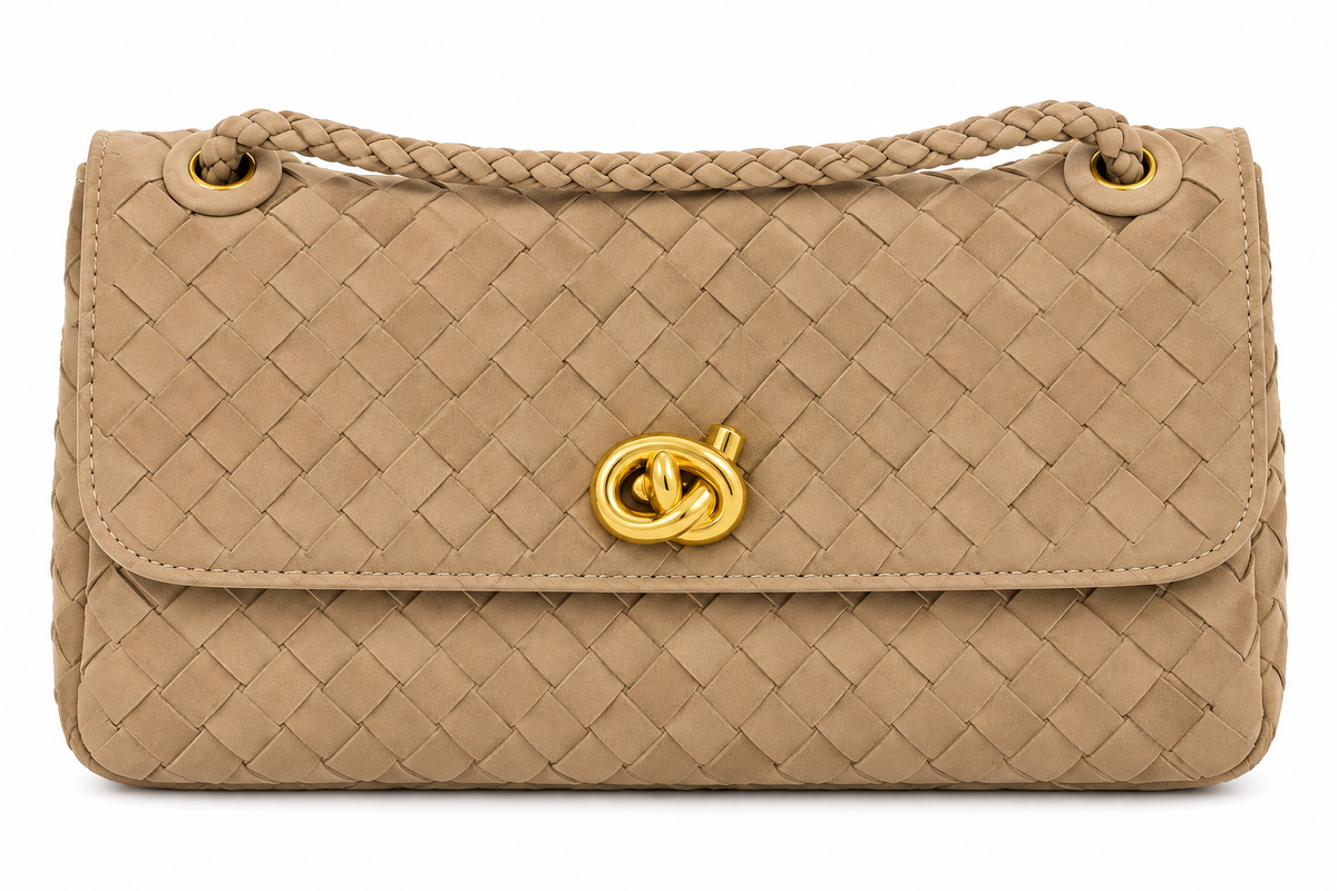 WOVEN SUEDE SHOULDER BAG