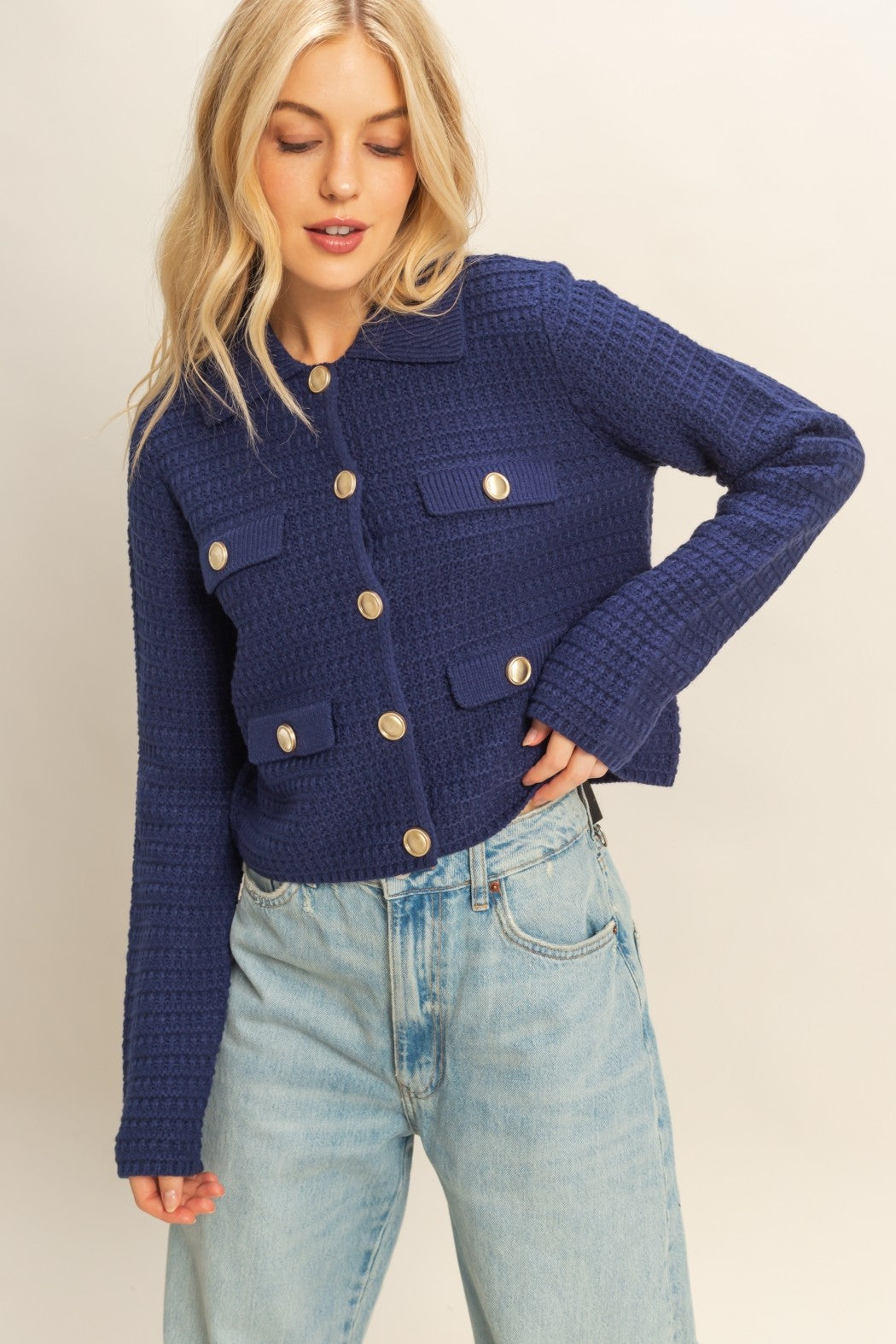 Textured Knit Sweater Jacket