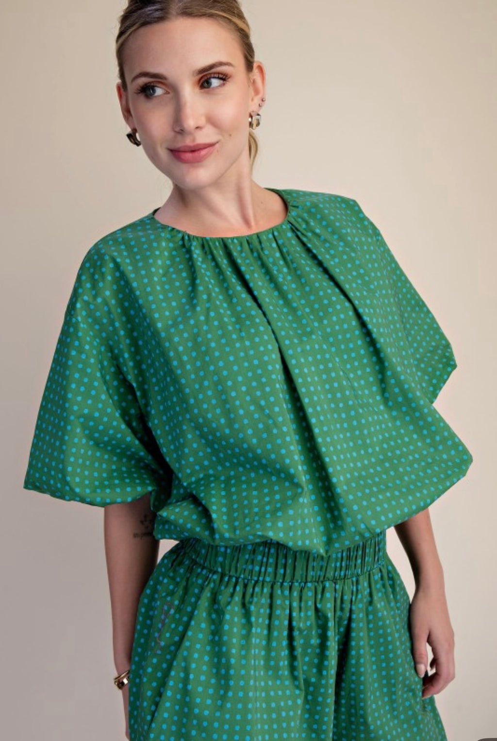 DOT BLOUSON TWO PIECES SET