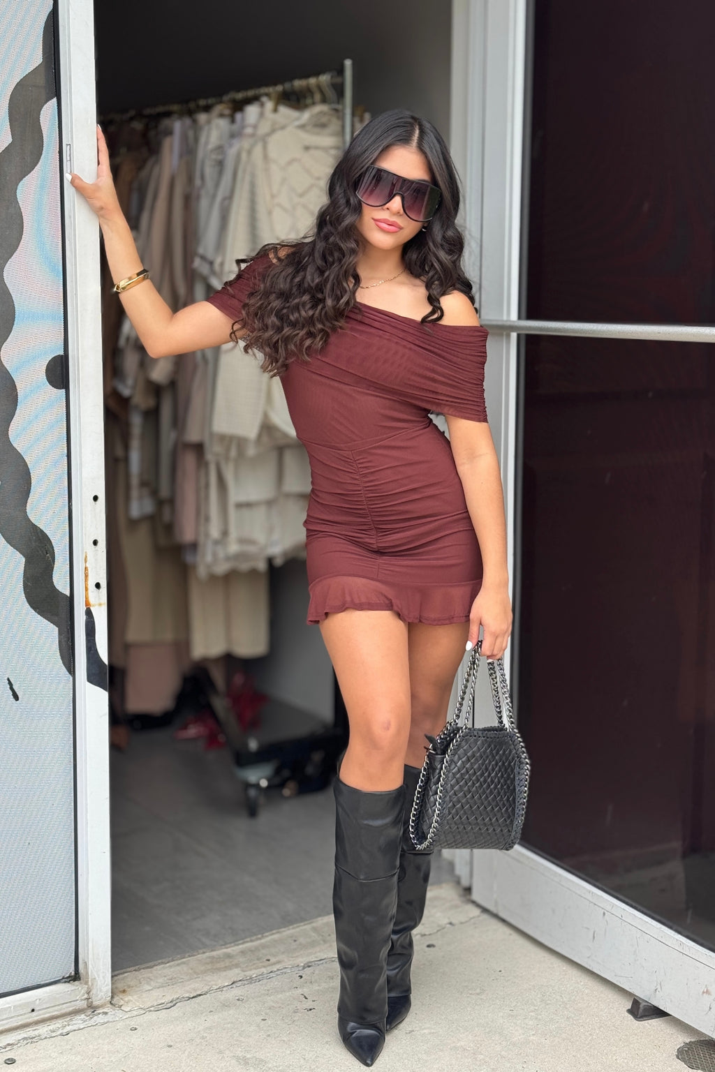 Mesh Off Shoulder Dress
