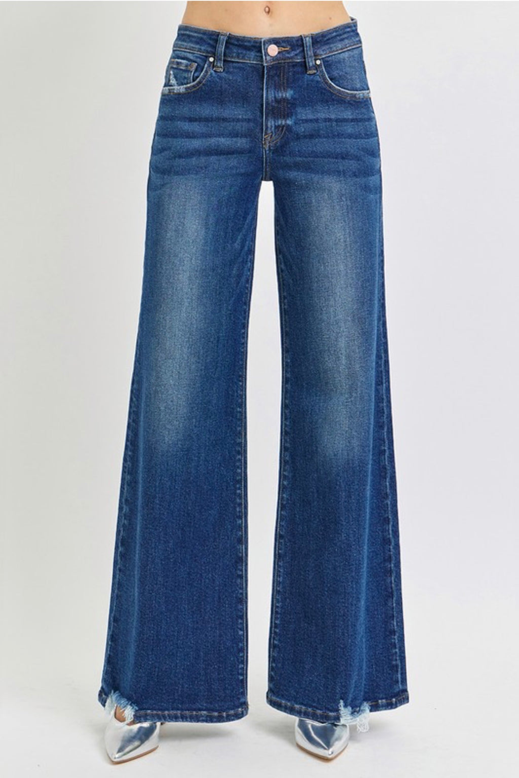 RISEN STRETCH WIDE LEG JEANS