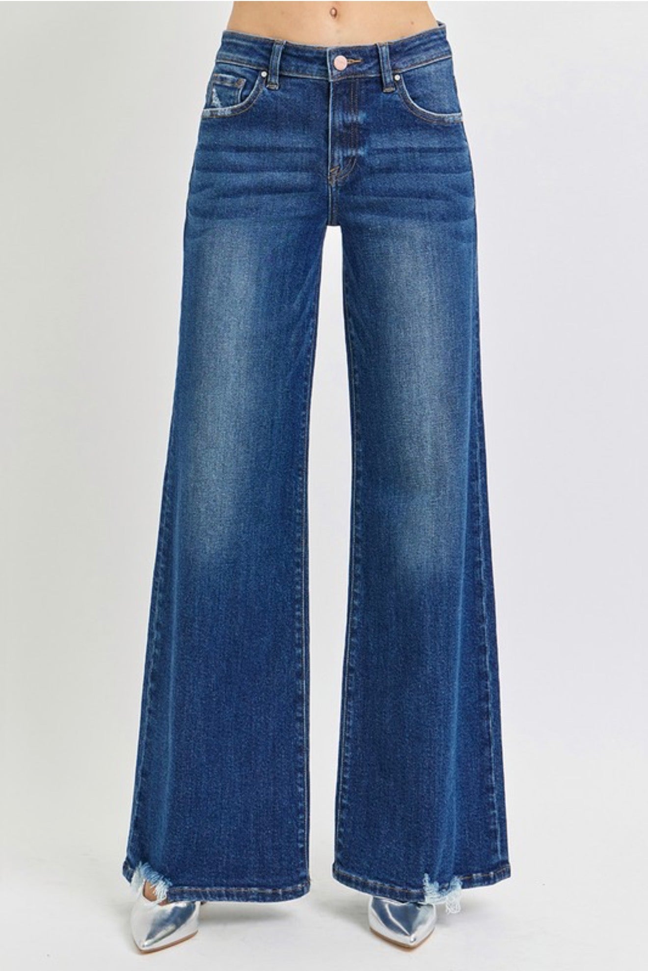 RISEN STRETCH WIDE LEG JEANS