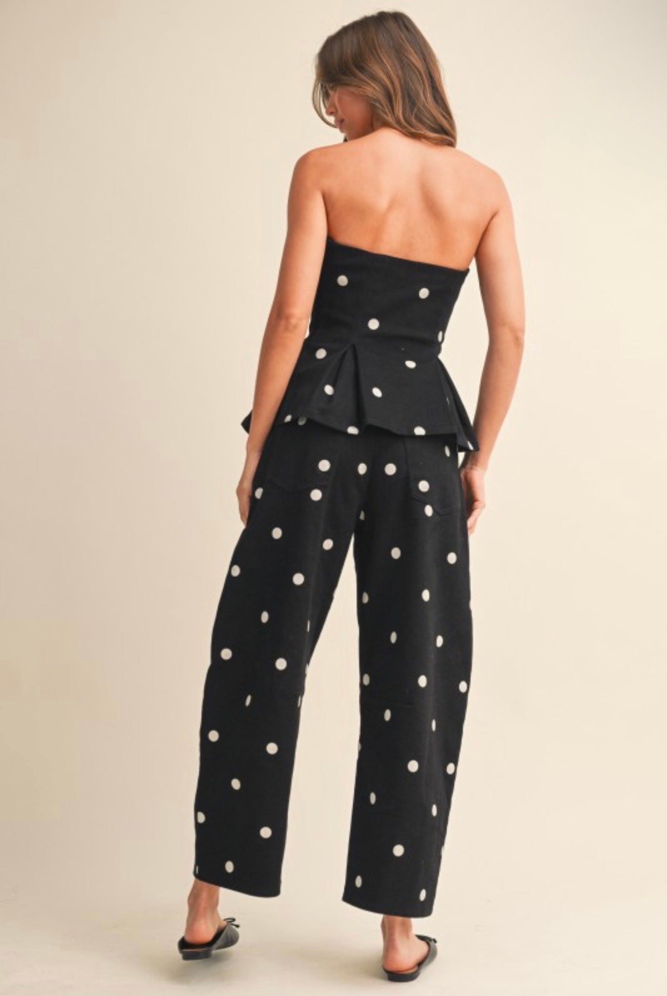 POLKA DOT PEPLUM TWO PIECES SET