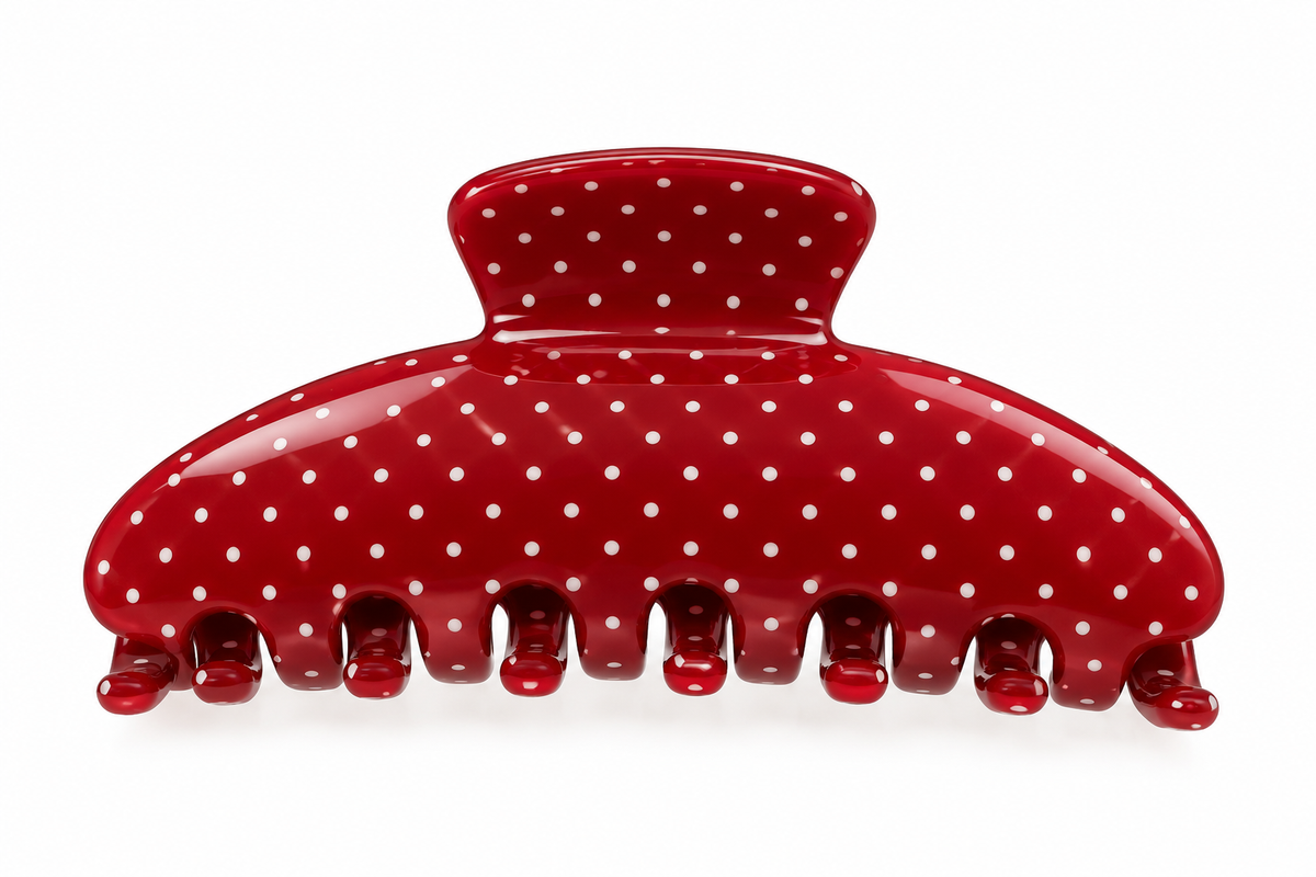 RED POLKA DOT HAIR CLAW CLIP