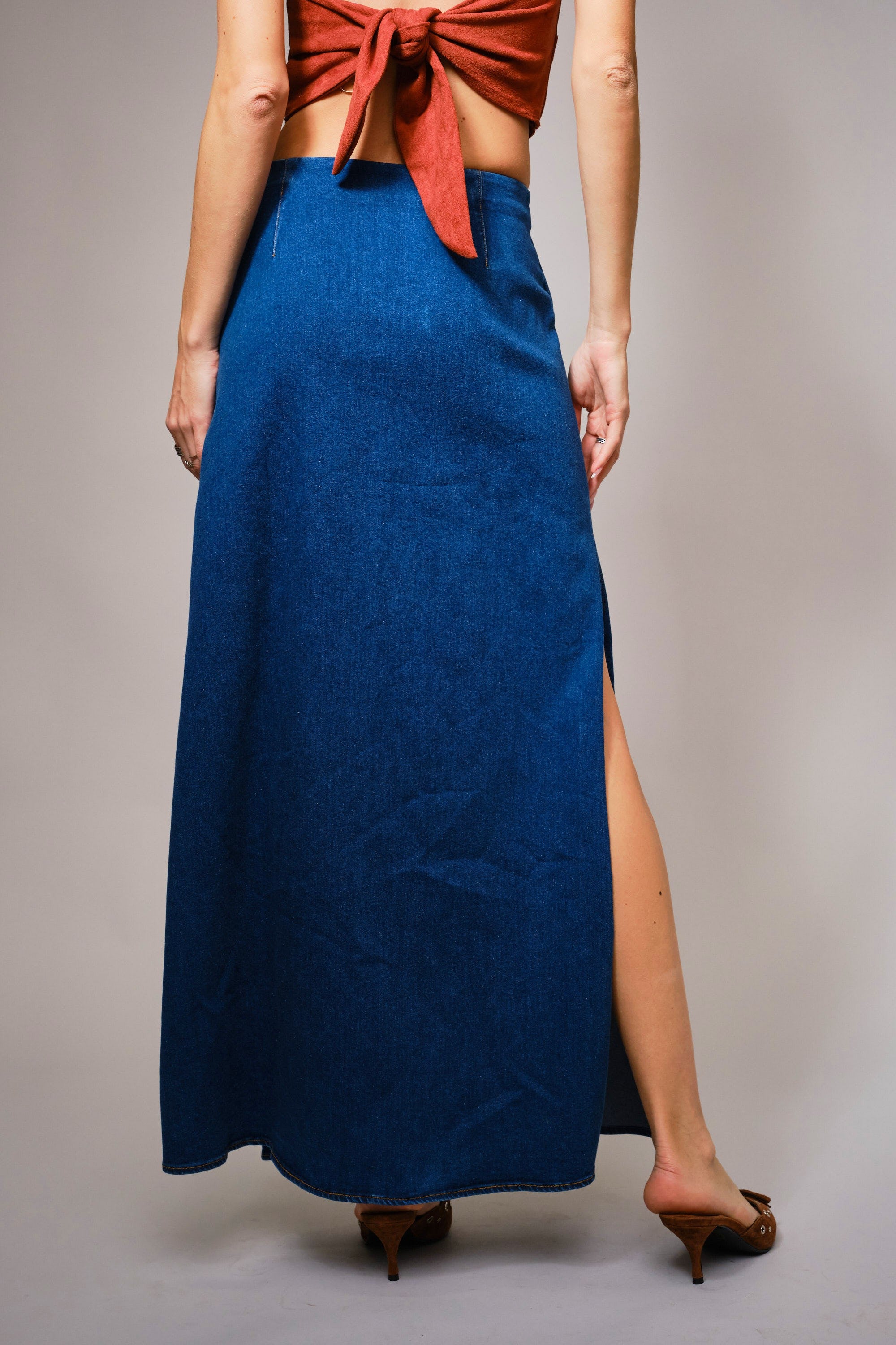 DETAILS DENIM MAXI SKIRT