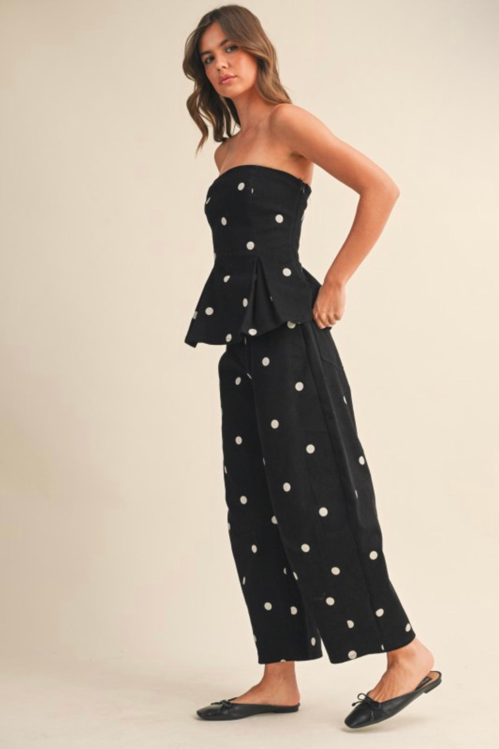 POLKA DOT PEPLUM TWO PIECES SET