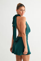 Satin Drape Halter Dress