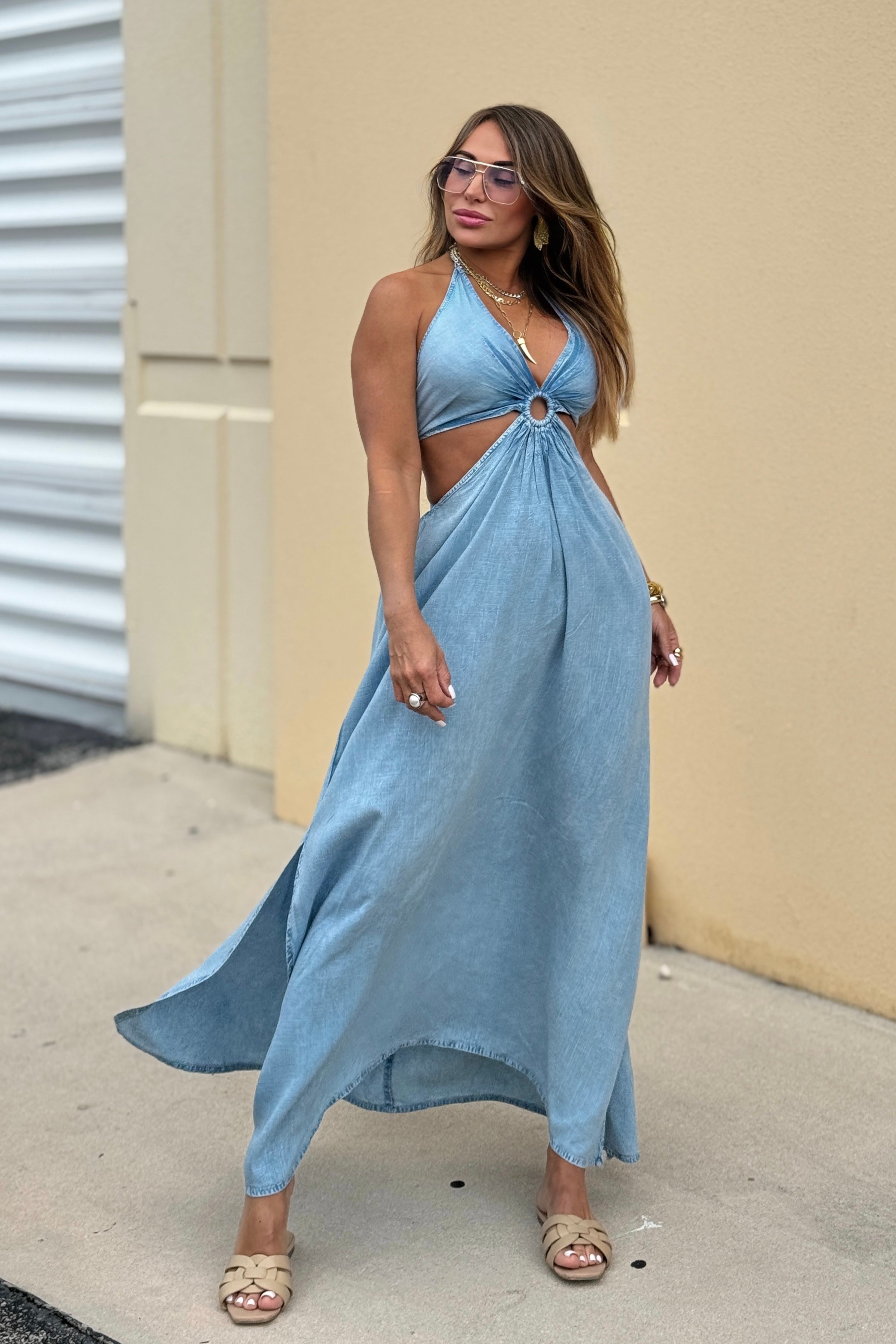 DENIM BOHO DRESS