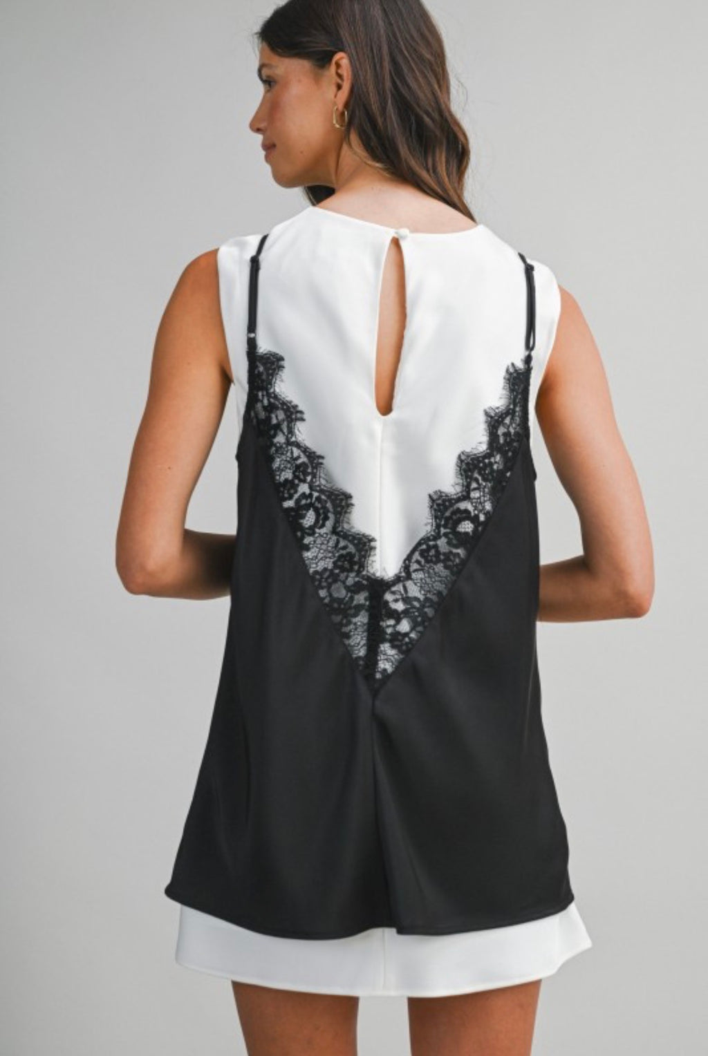 LACE WHISPER LAYERED MINI DRESS