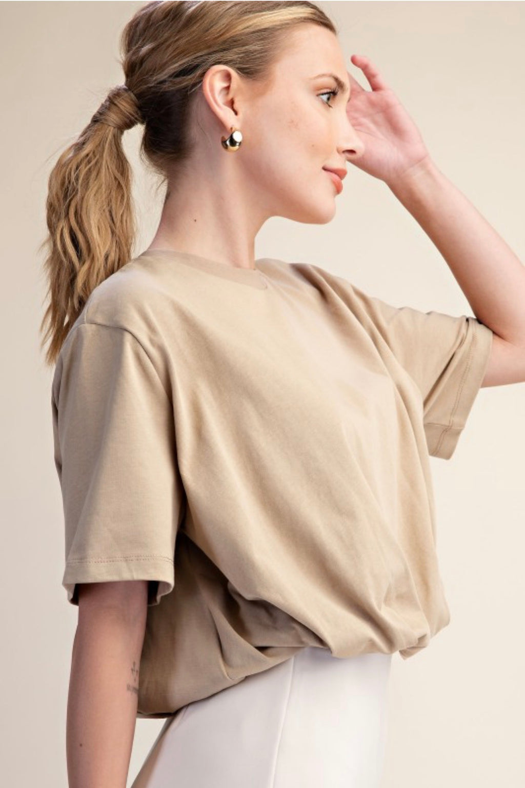 BUBBLE HEM T-SHIRT