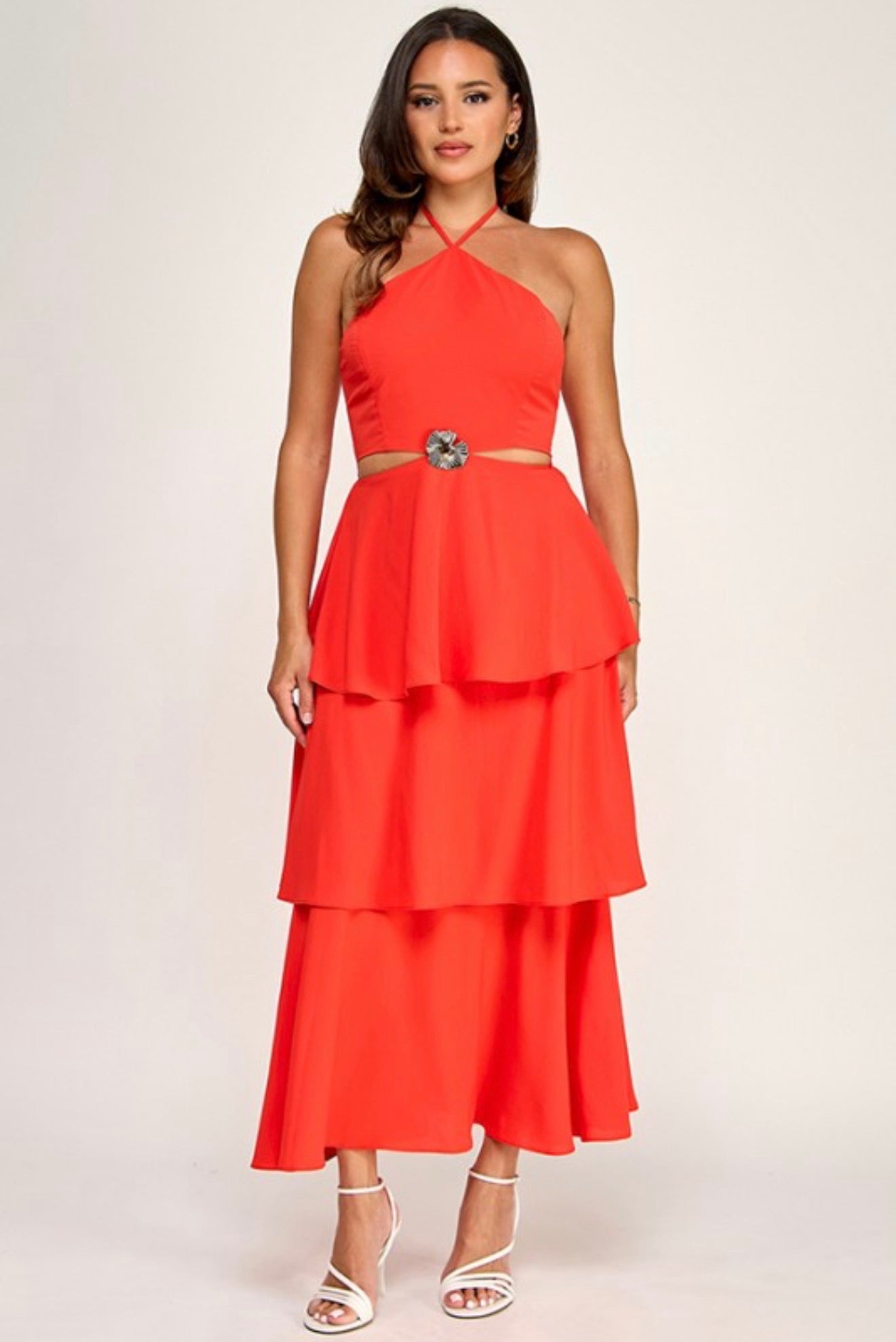 SUNSET HALTER MIDI DRESS