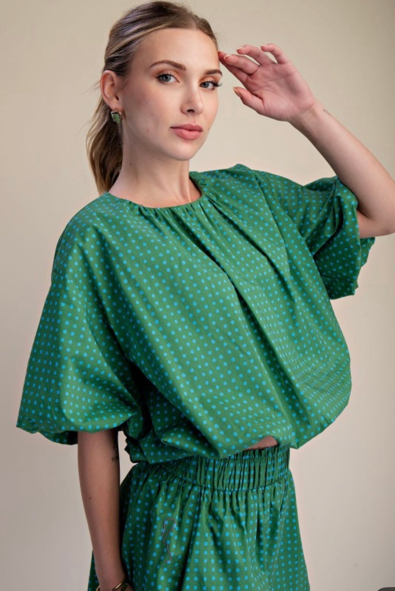 DOT BLOUSON TWO PIECES SET