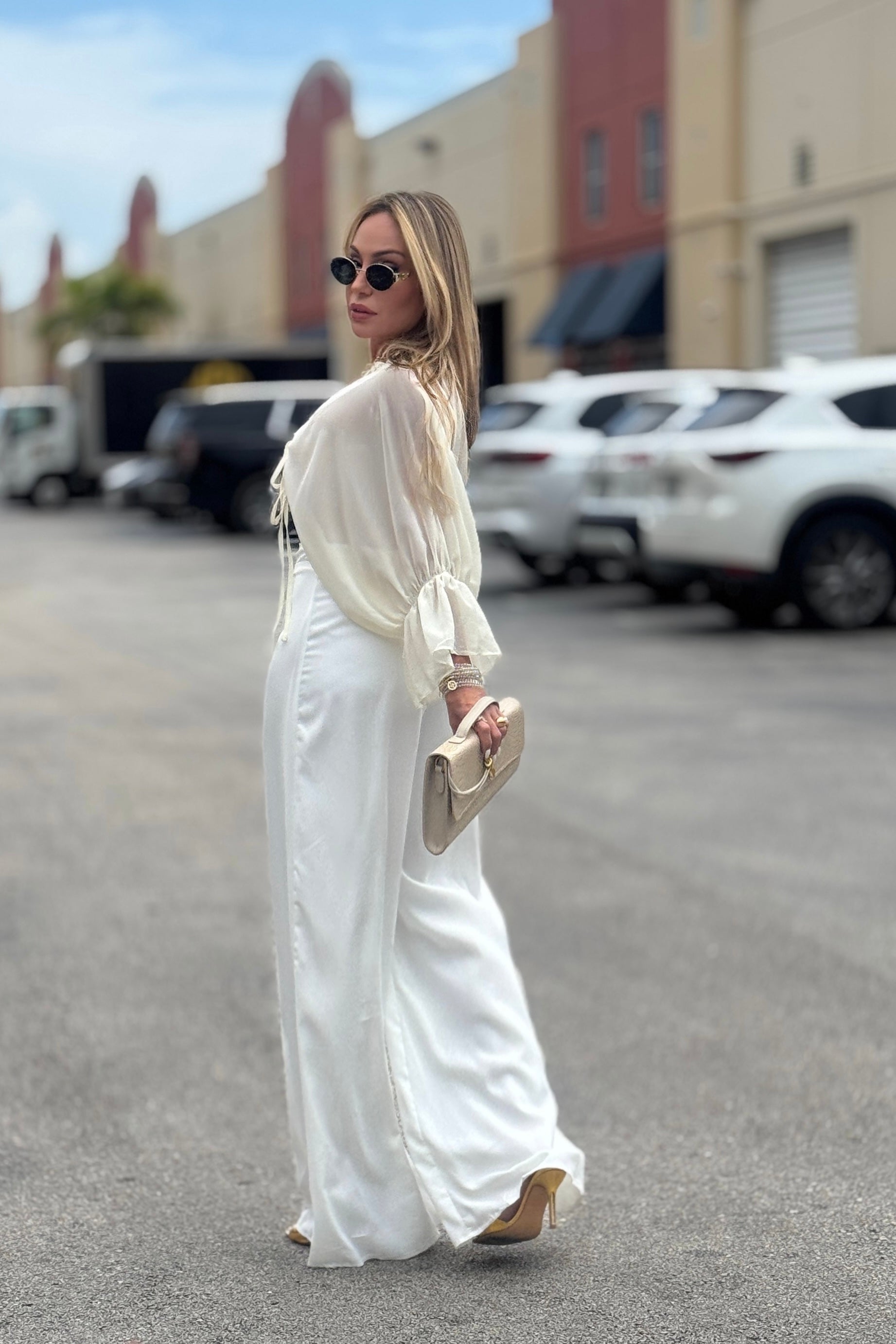 Claudia Chiffon Ruched Top Blouse