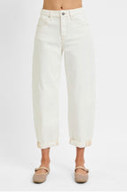 RISEN IVORY BARREL JEANS
